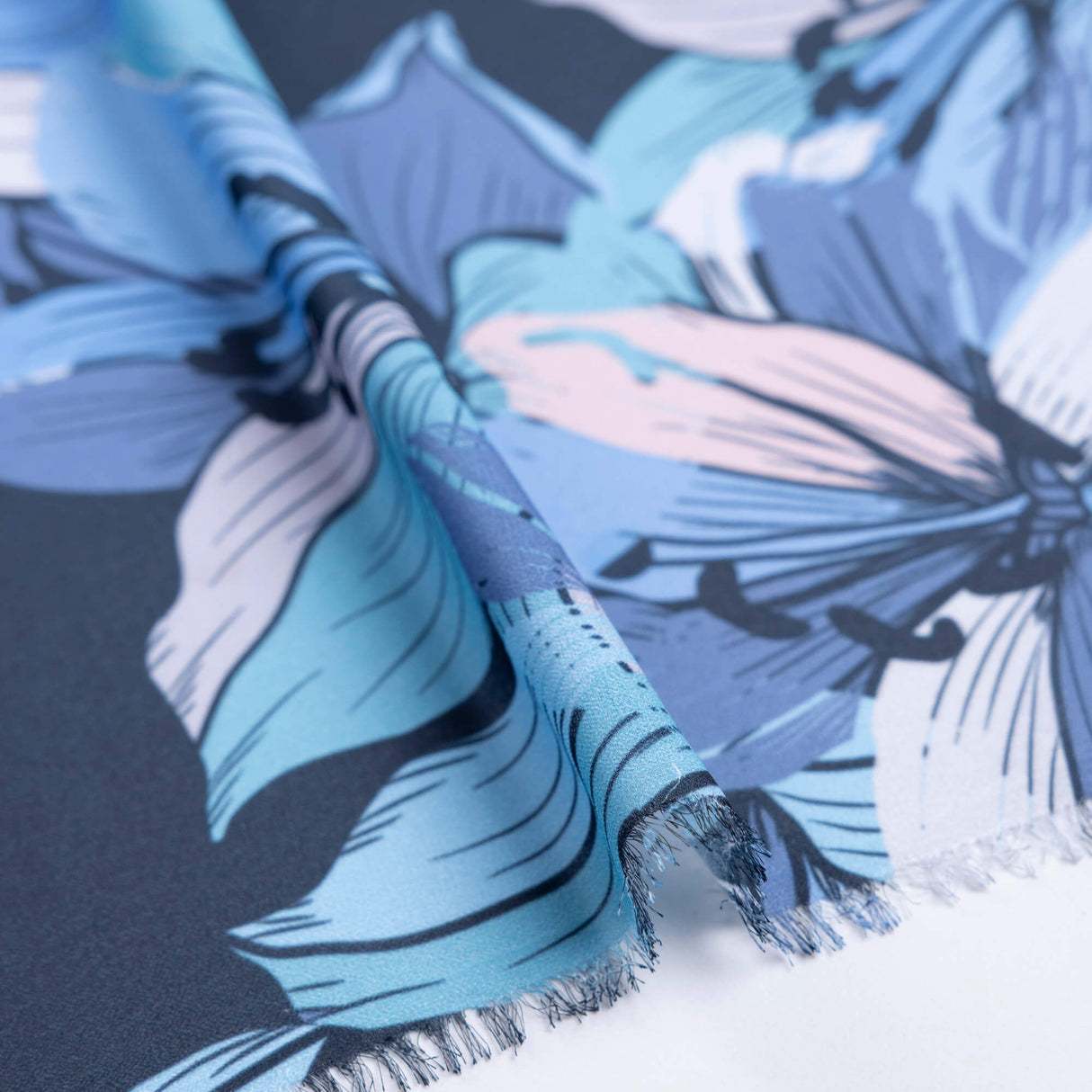 Georgette - Fleurs bleues