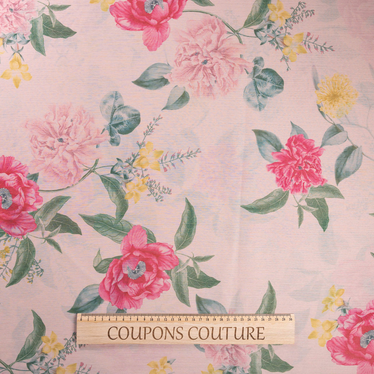 Mousseline crinkle - Fleurs roses