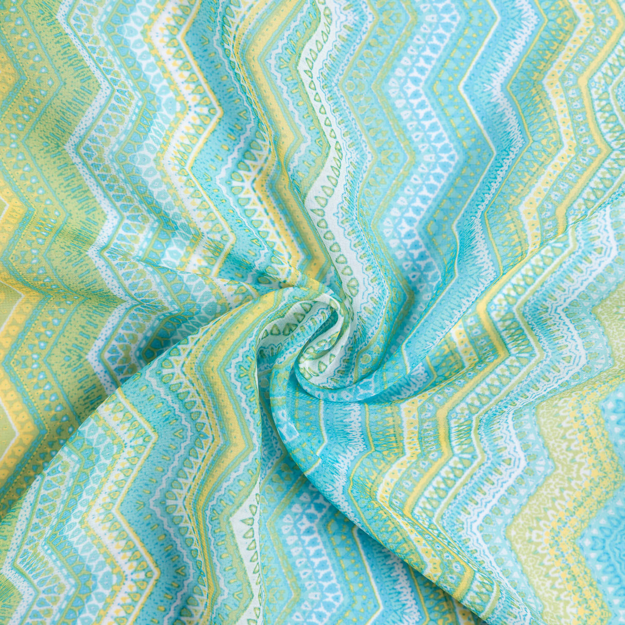 Mousseline - Zigzag turquoise et jaune
