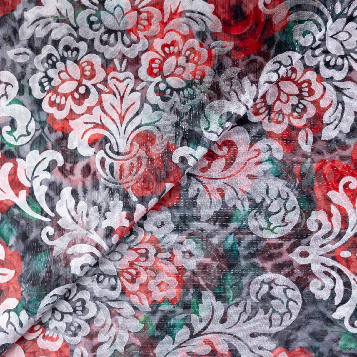Mousseline rongeante lurex – Rouge baroque