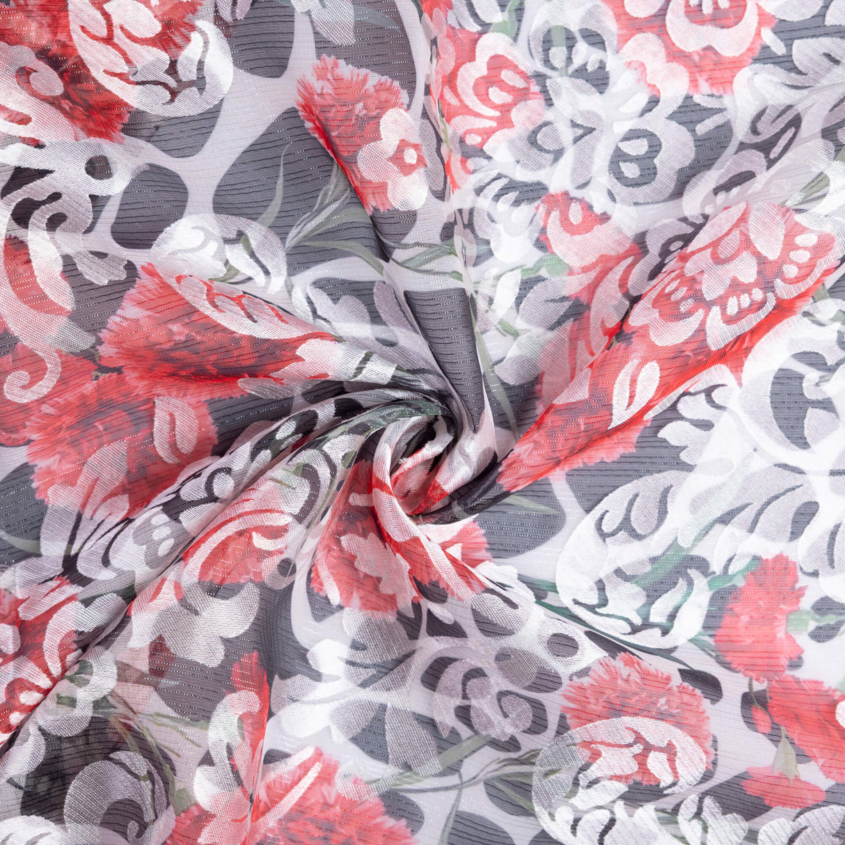 Mousseline rongeante lurex – Rouge floral