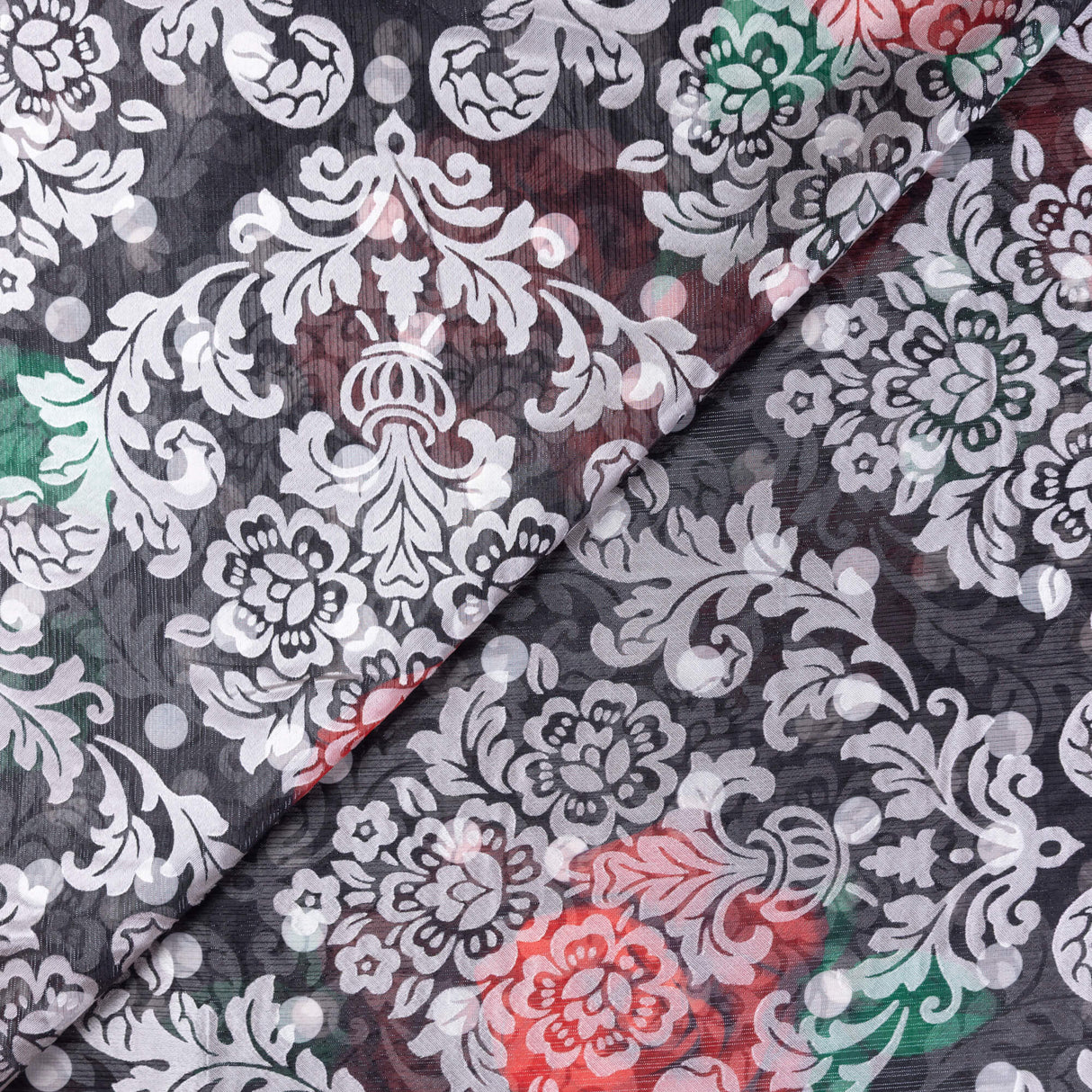 Mousseline rongeante lurex – Noir baroque rouge