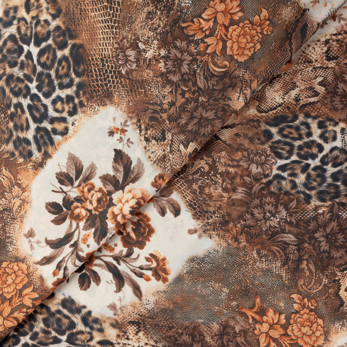 Crêpe imprimé – Fauve baroque