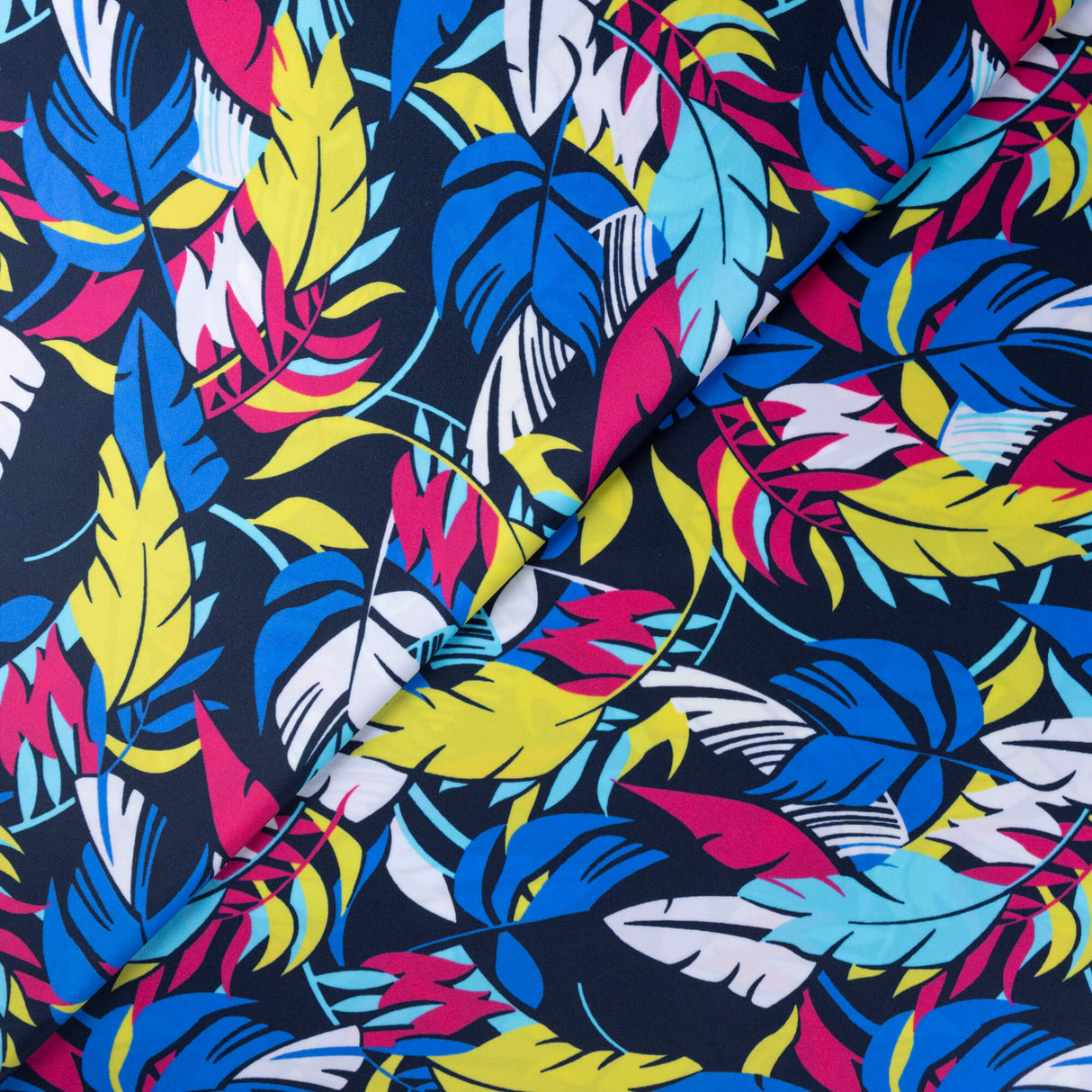 Tissu jersey maillot de bain - Feuillage tropical multicolore