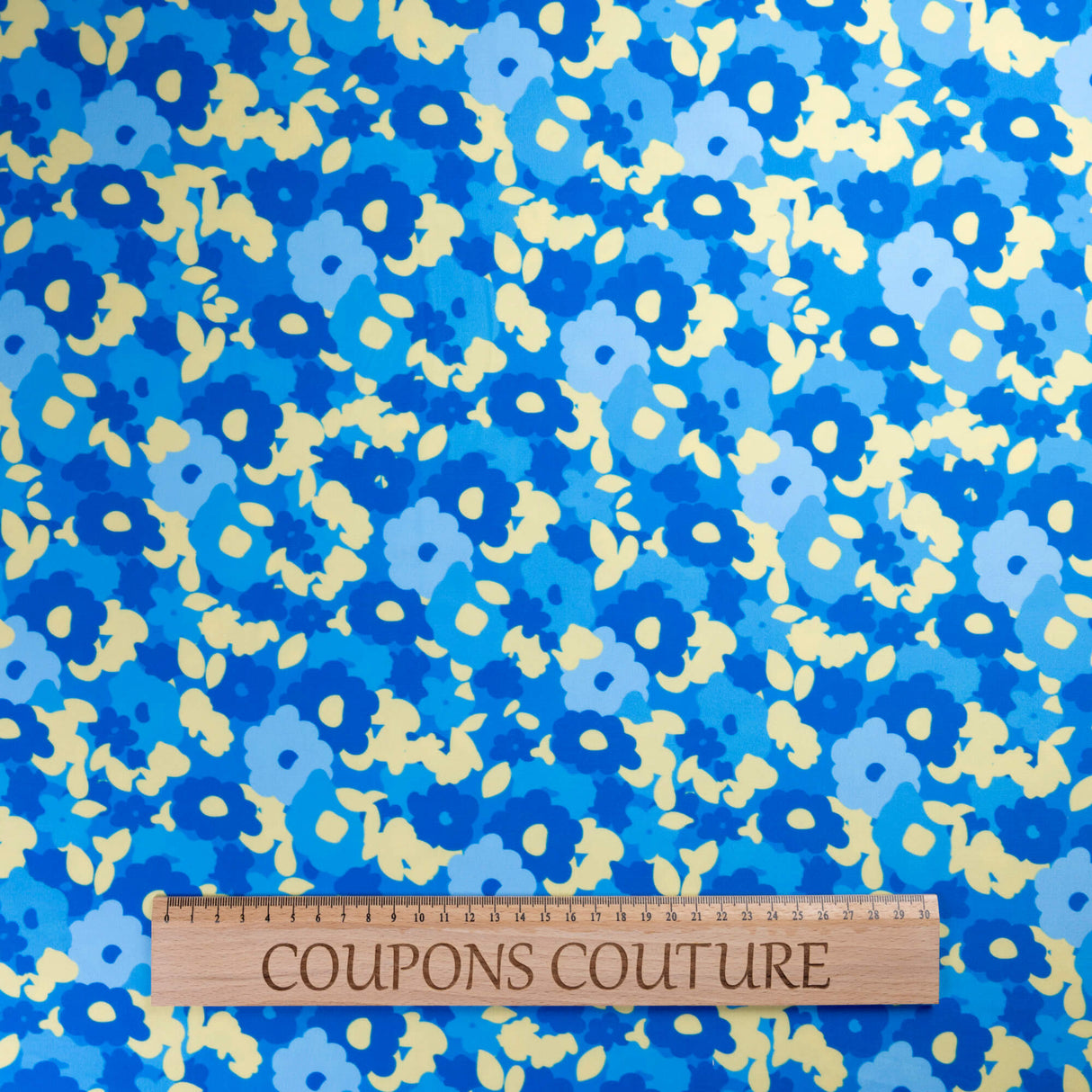 Tissu jersey maillot de bain - Fleurs bleues