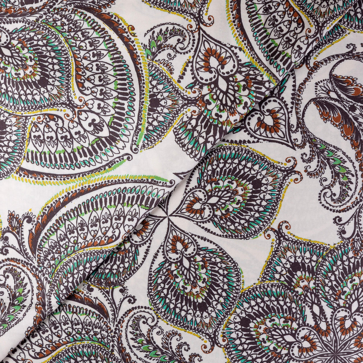Satin 100% viscose - Cachemire graphique vert