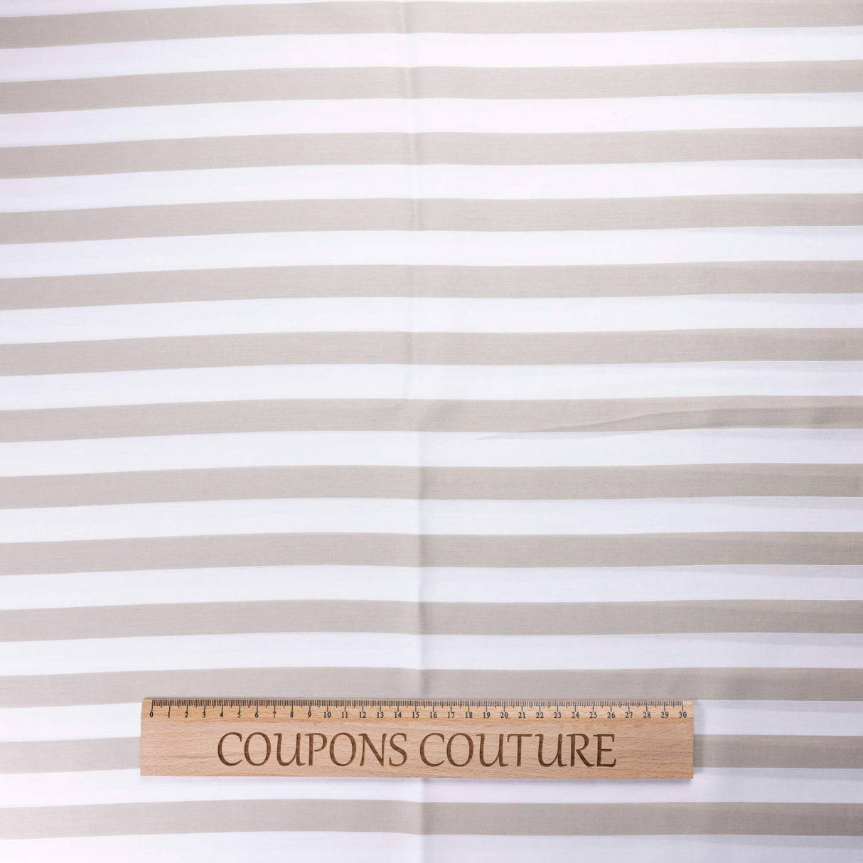 Mini ottoman de viscose - Rayures sable et blanc