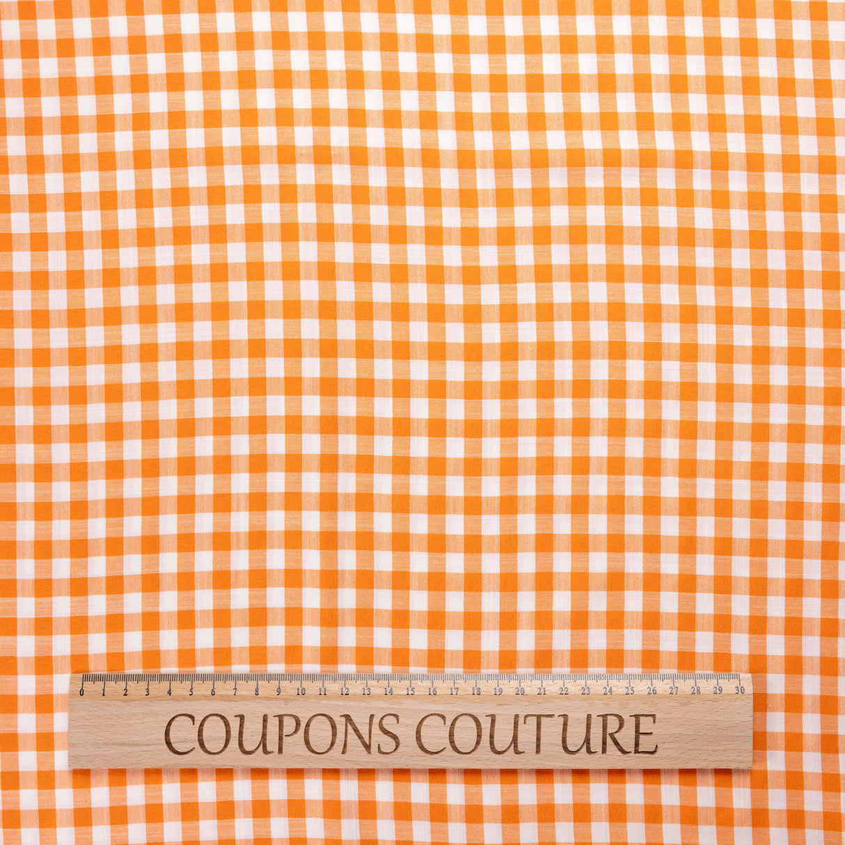 Tissu vichy polyviscose - Orange