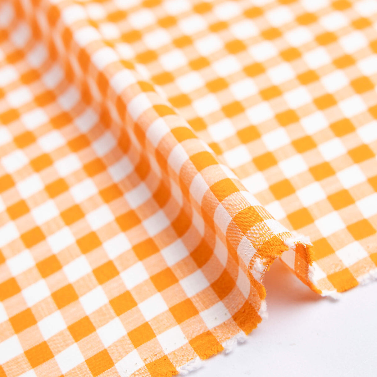 Tissu vichy polyviscose - Orange