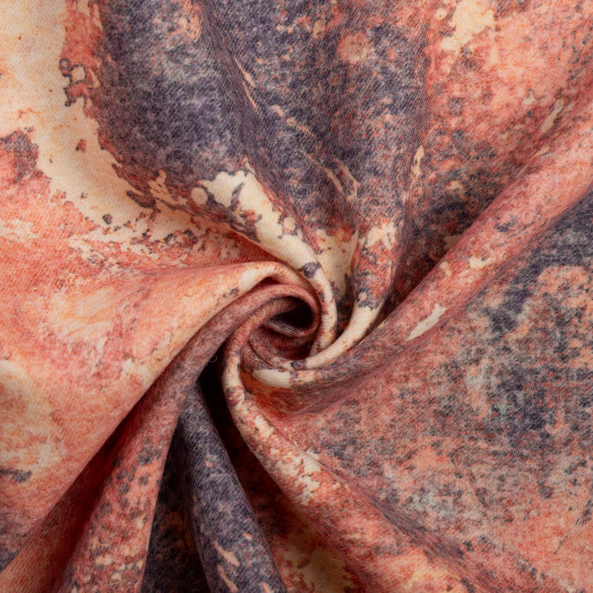 Flanelle 100% laine - Abstrait terracotta et anthracite