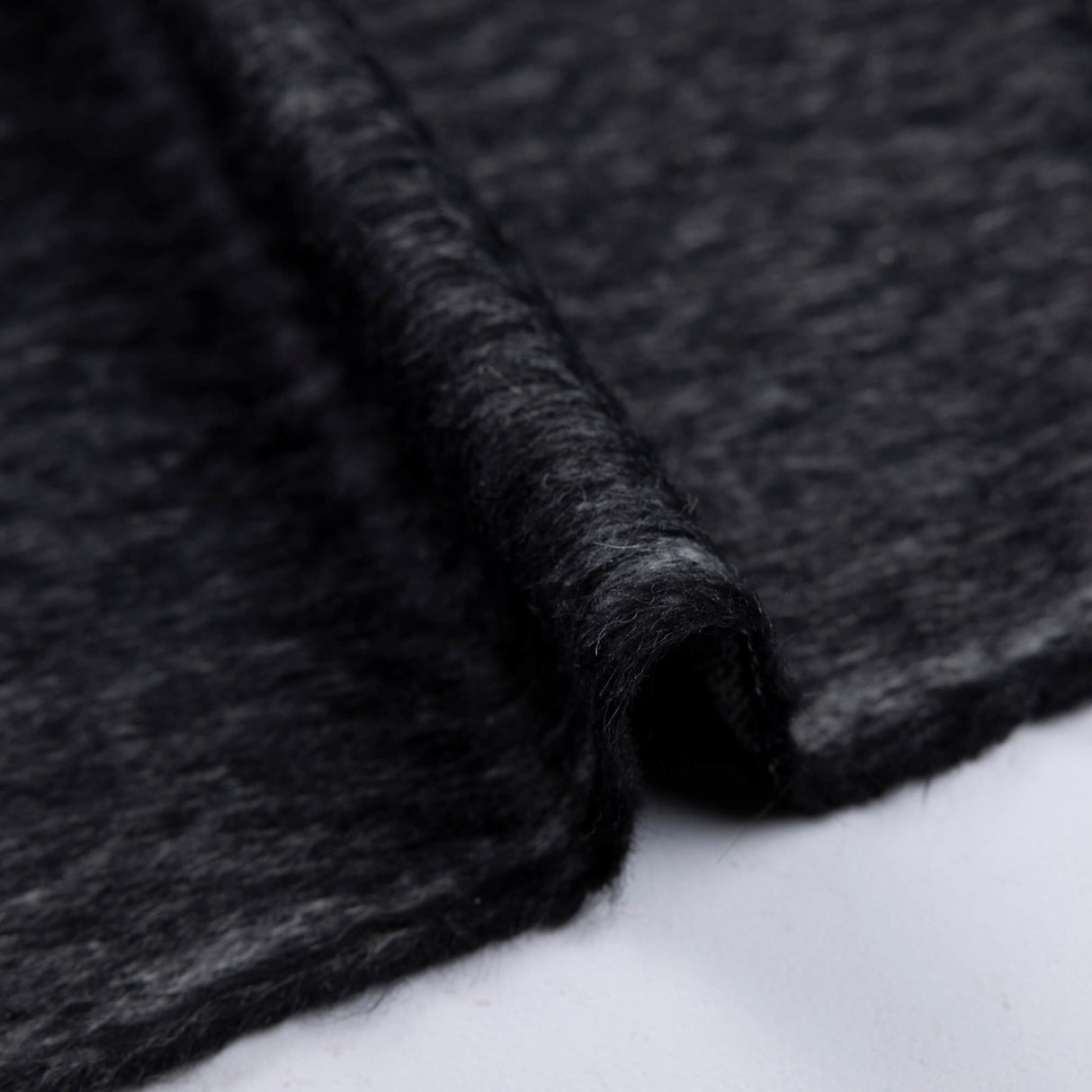 Tweed de laine foulé - Noir chiné