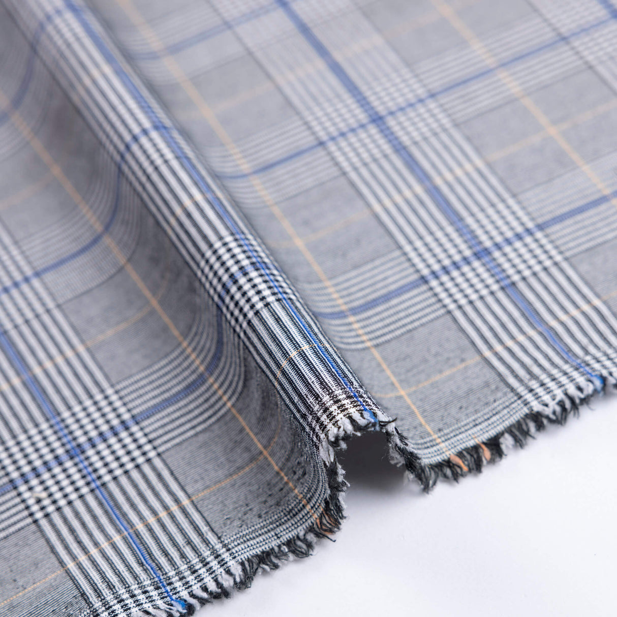 Tissu tailleur clan - Prince-de-galles gris bleu