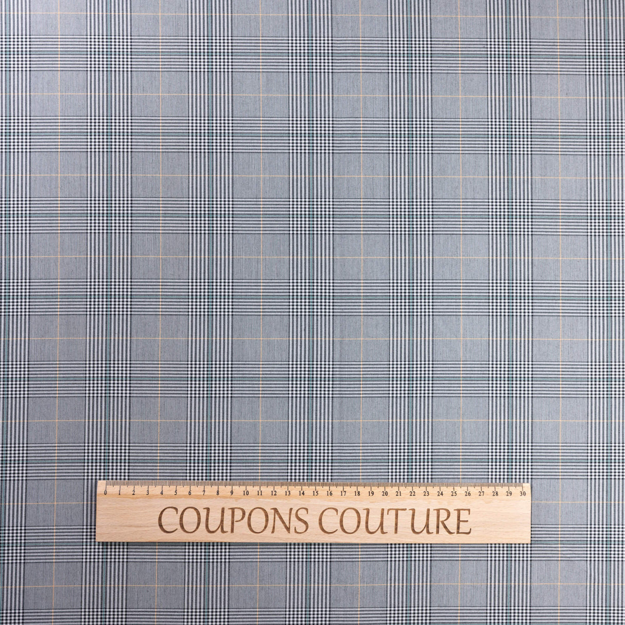 Tissu tailleur clan prince-de-galles gris bleu et vert
