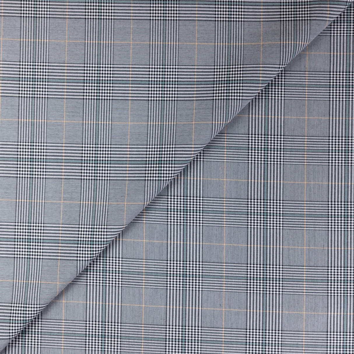 Tissu tailleur clan prince-de-galles gris bleu et vert