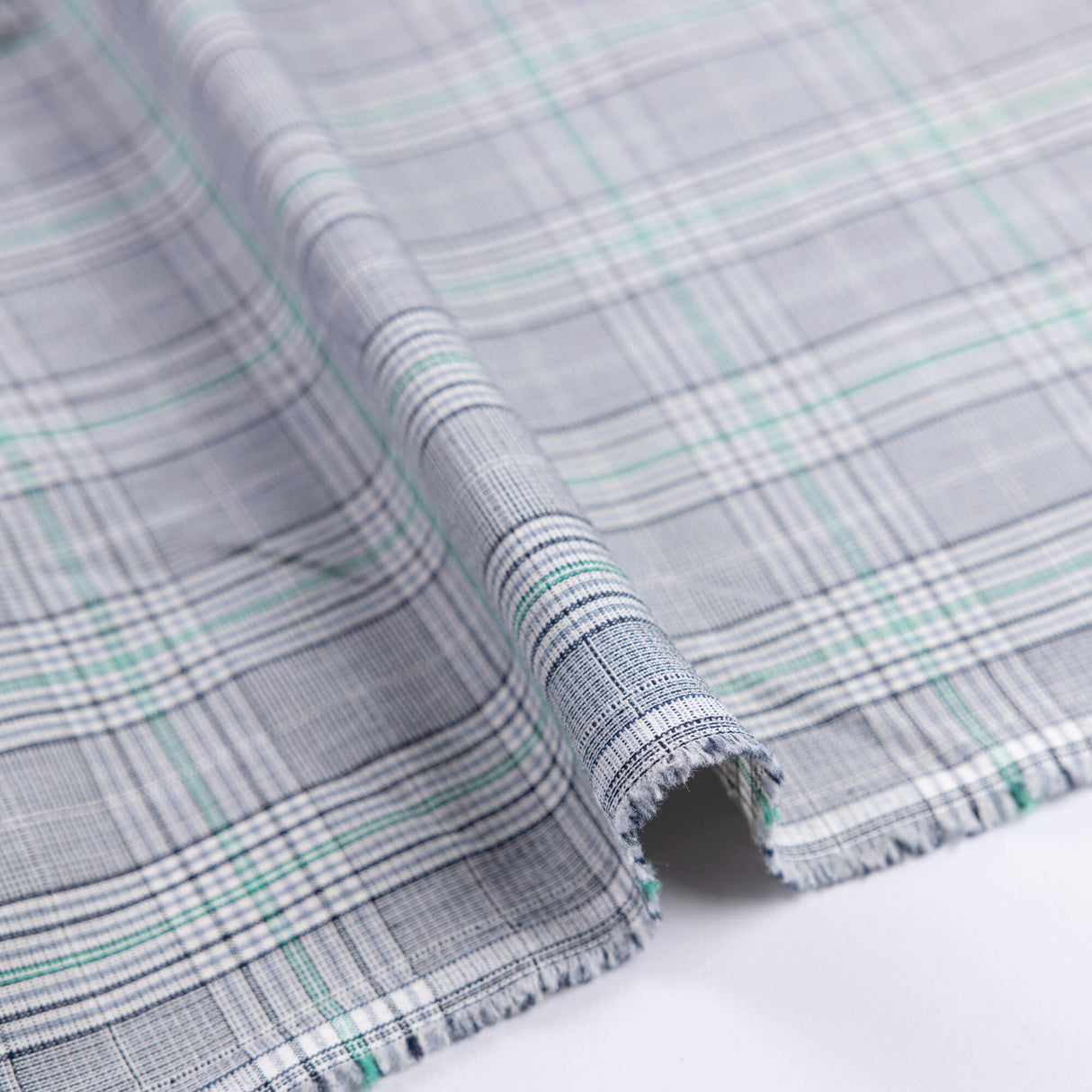 Tissu tailleur clan - Carreaux gris et verts