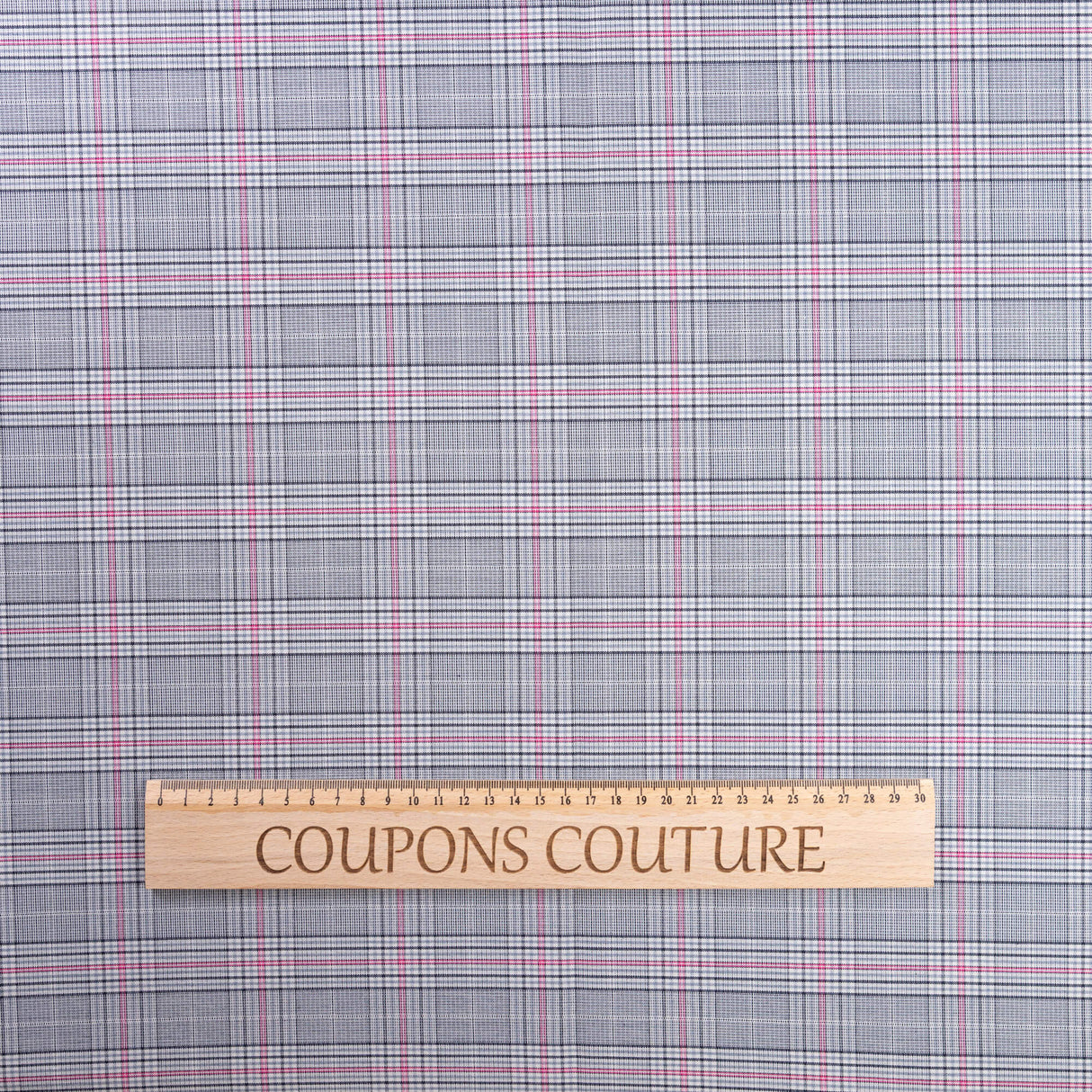 Tissu tailleur clan - Carreaux gris et rose