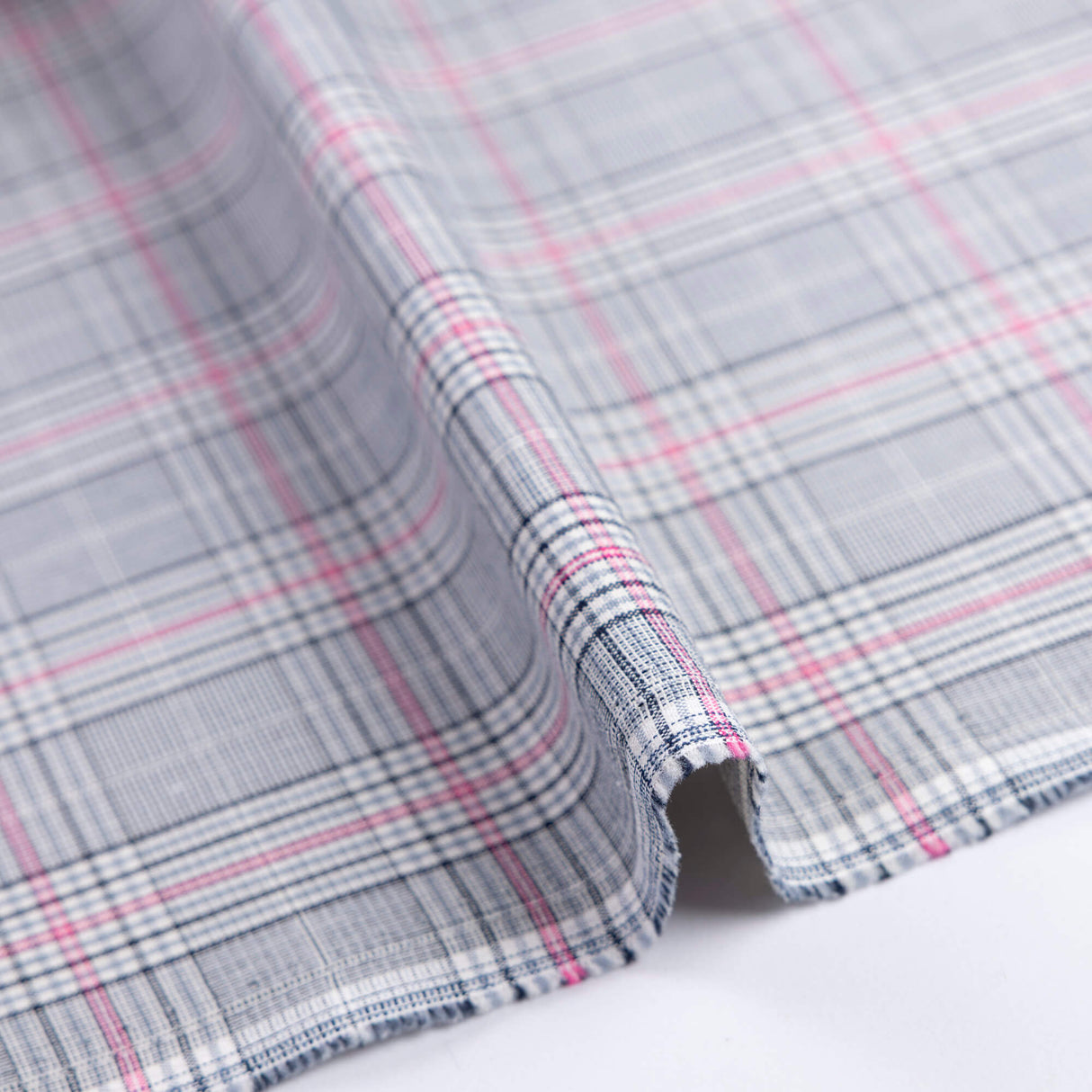Tissu tailleur clan - Carreaux gris et rose