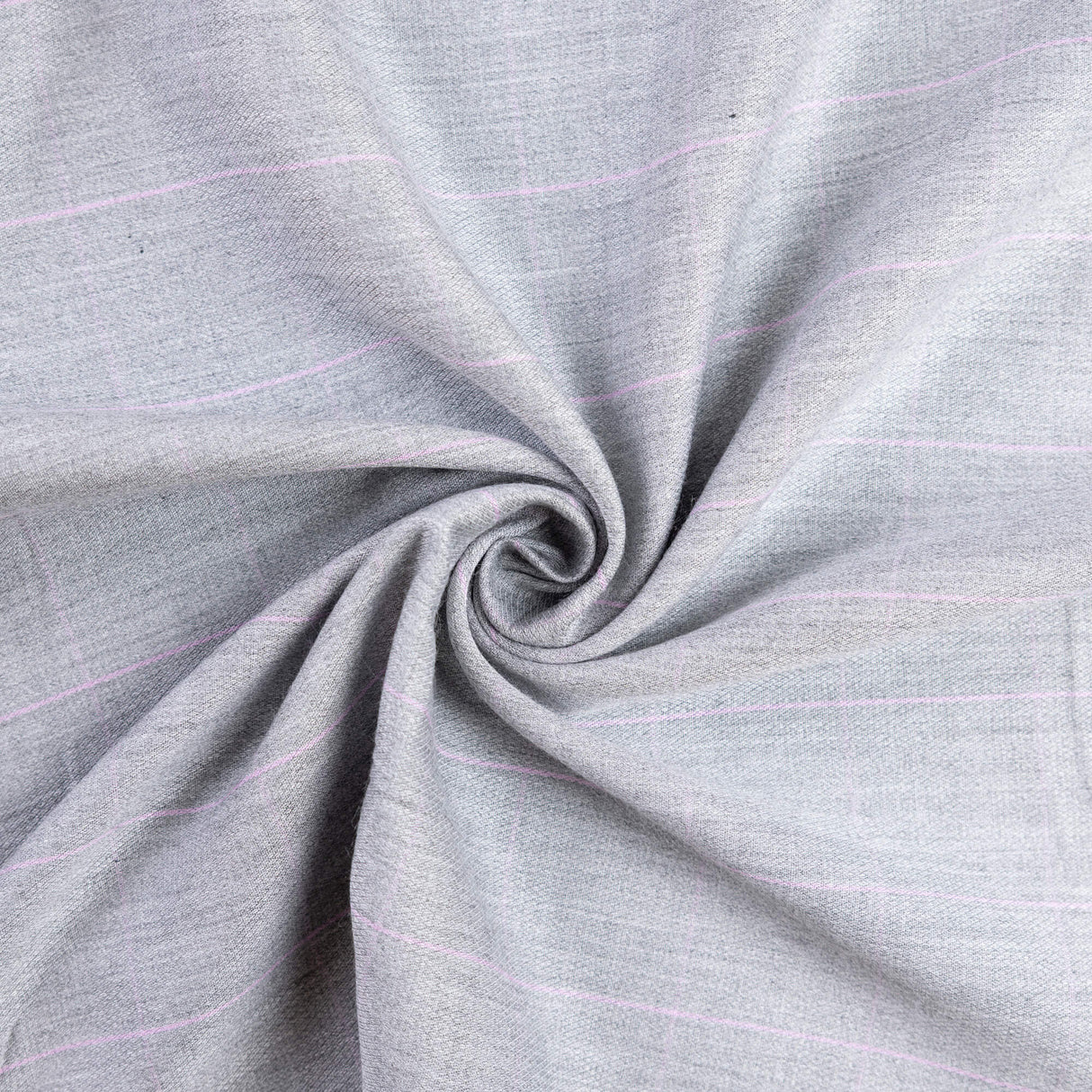 Étoffe de viscose - Gris à fines rayures roses