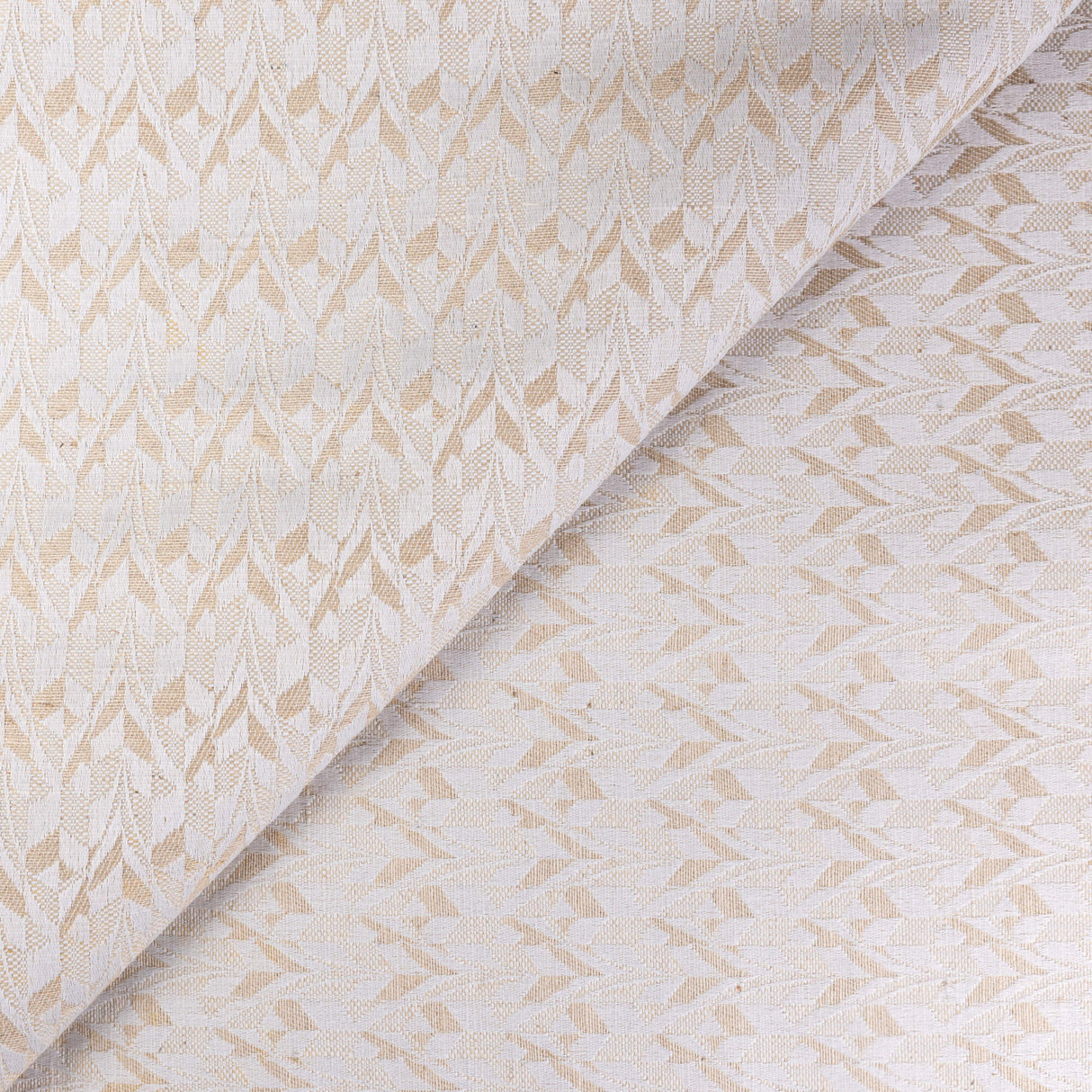 Jacquard lourd en chanvre - Écru à motifs géométriques