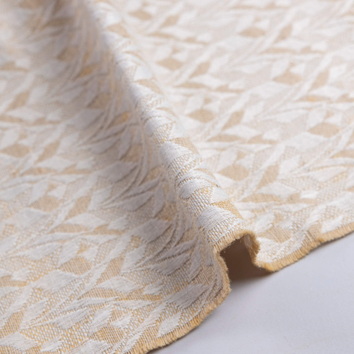 Jacquard lourd en chanvre - Écru à motifs géométriques