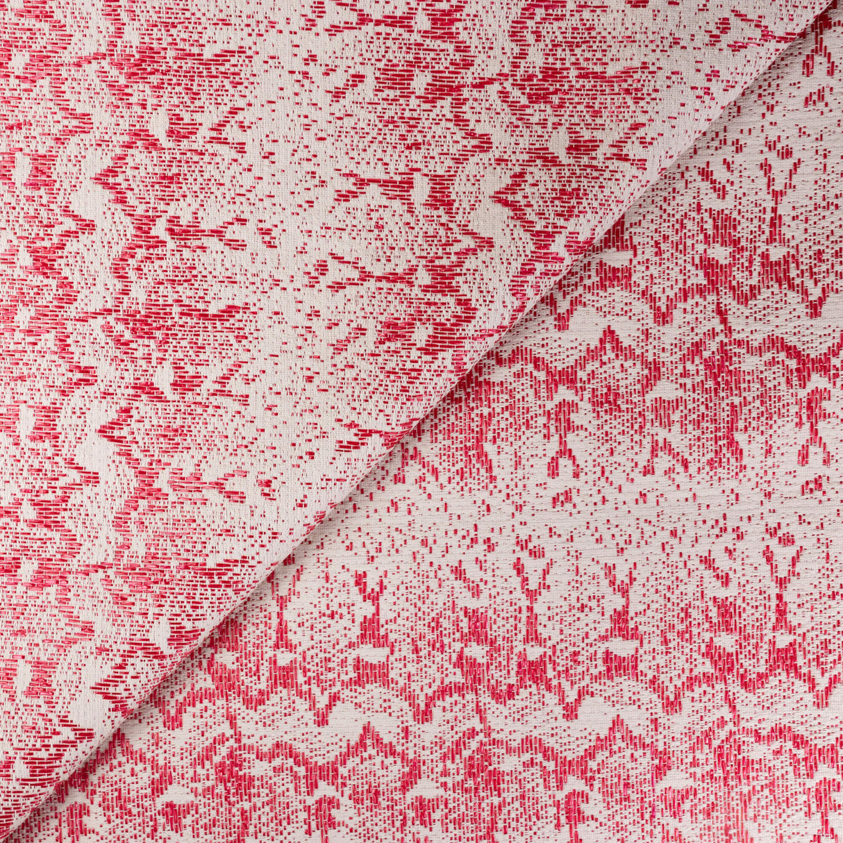 Jacquard coton & raphia - Rouge graphique