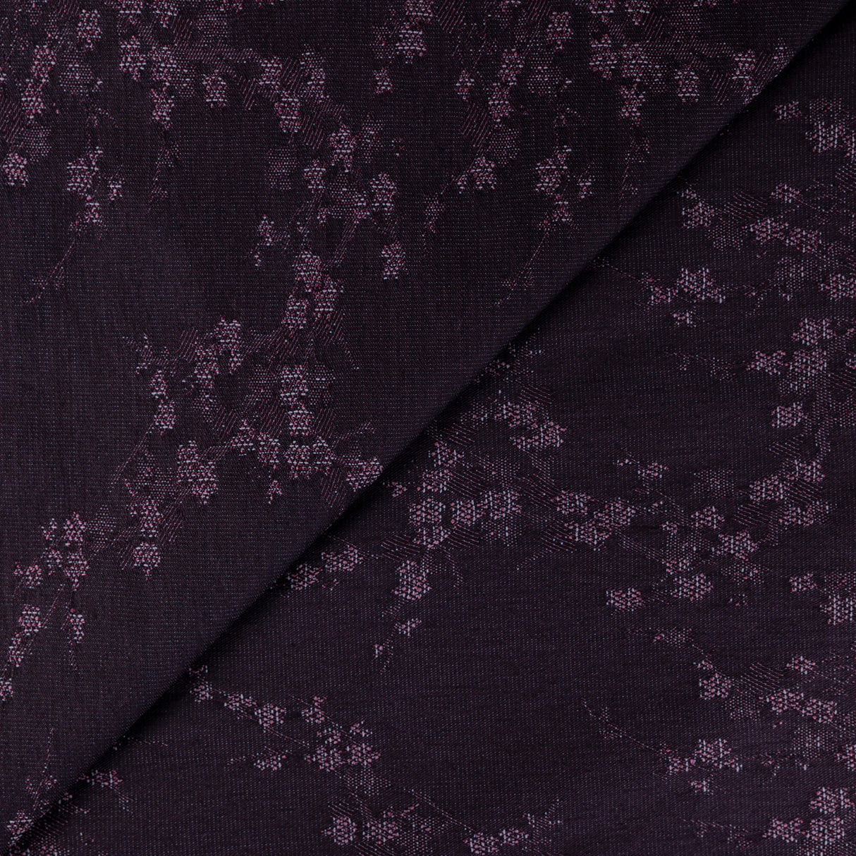 Jacquard de coton - Fleurs de cerisier violet prune