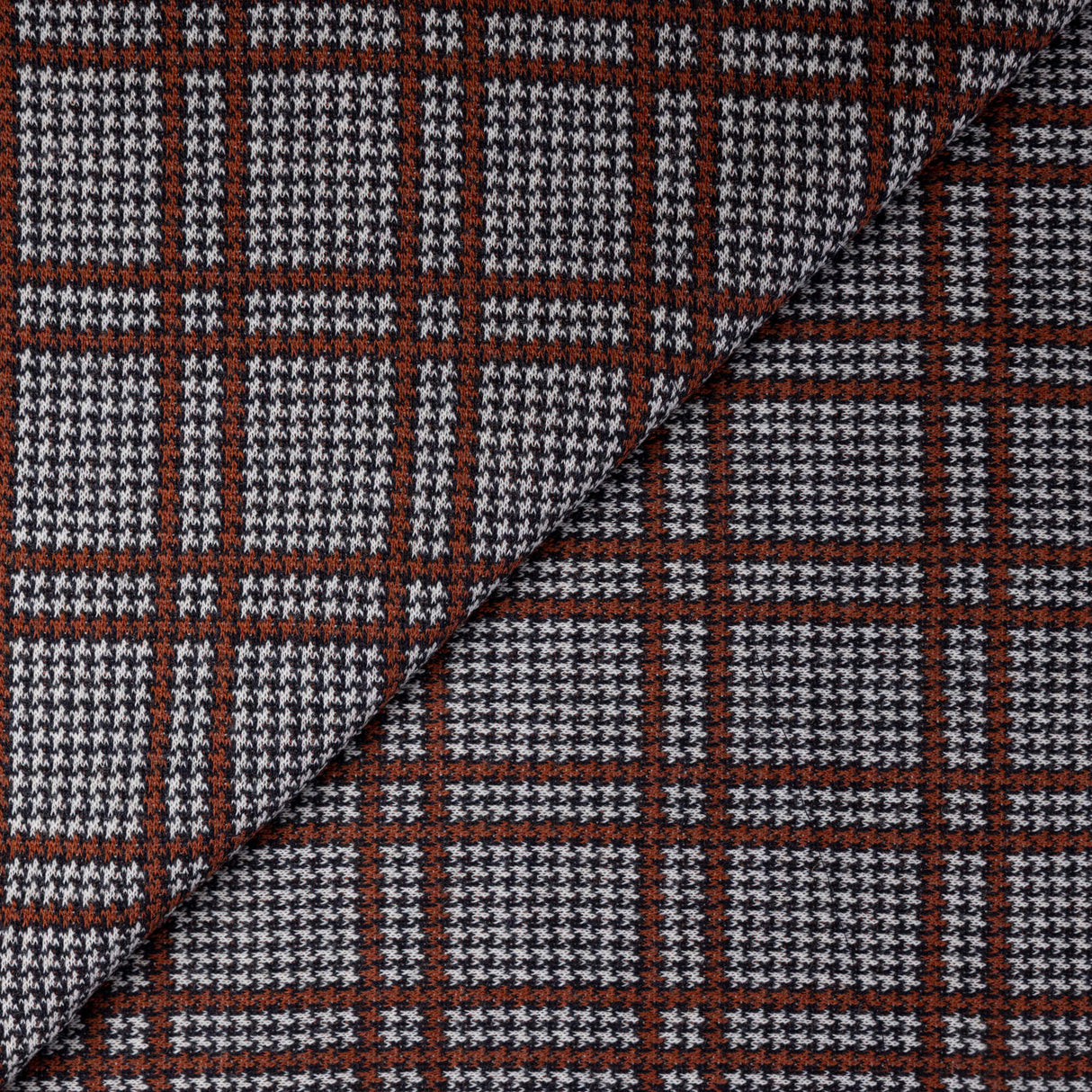 Jersey tricot - Prince-de-Galles noir, écru et rouille