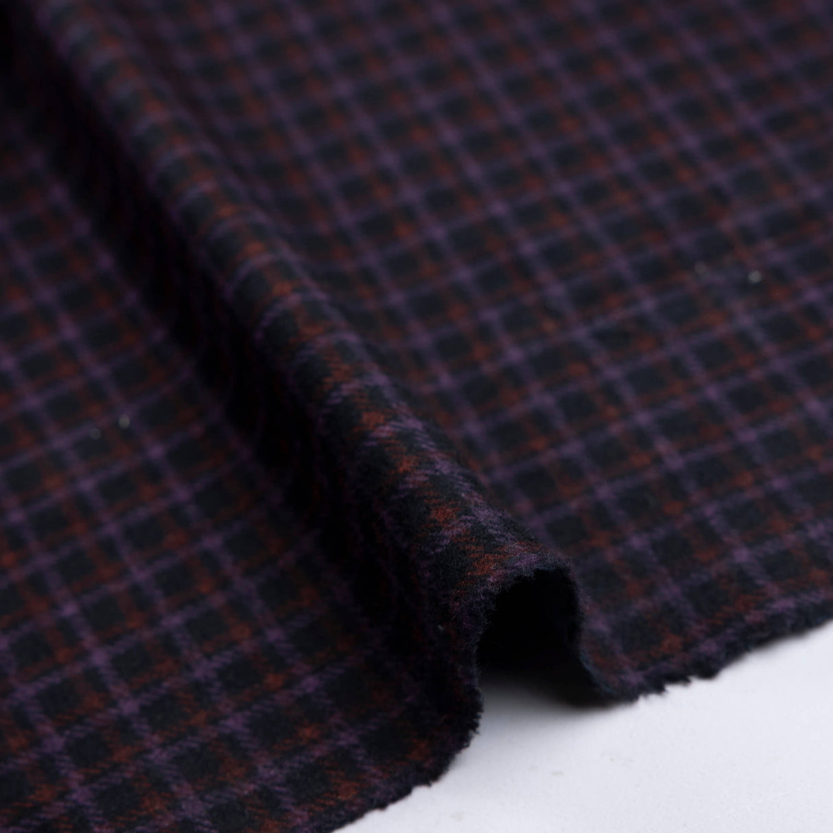 Maille Milano émerisée - Carreaux violets et bordeaux