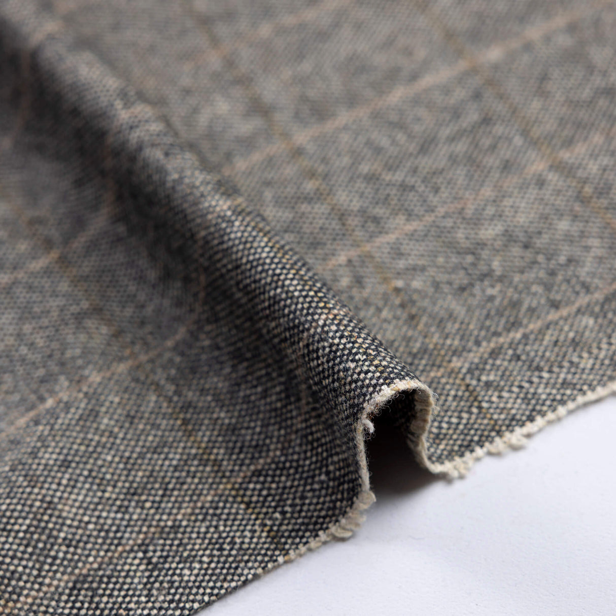 Tweed de laine - Carreaux taupe chiné