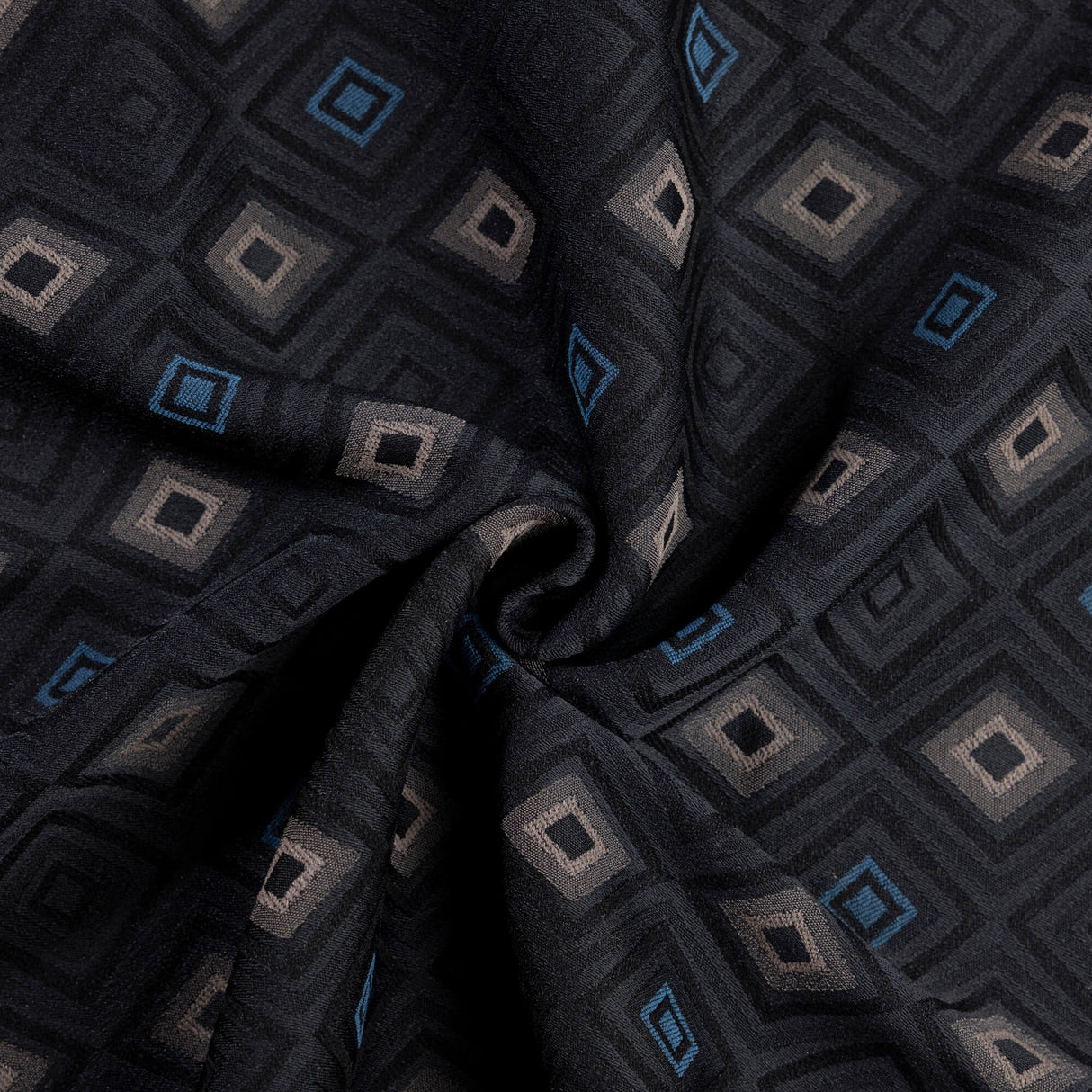 Jacquard - Losanges bleu et taupe fond noir