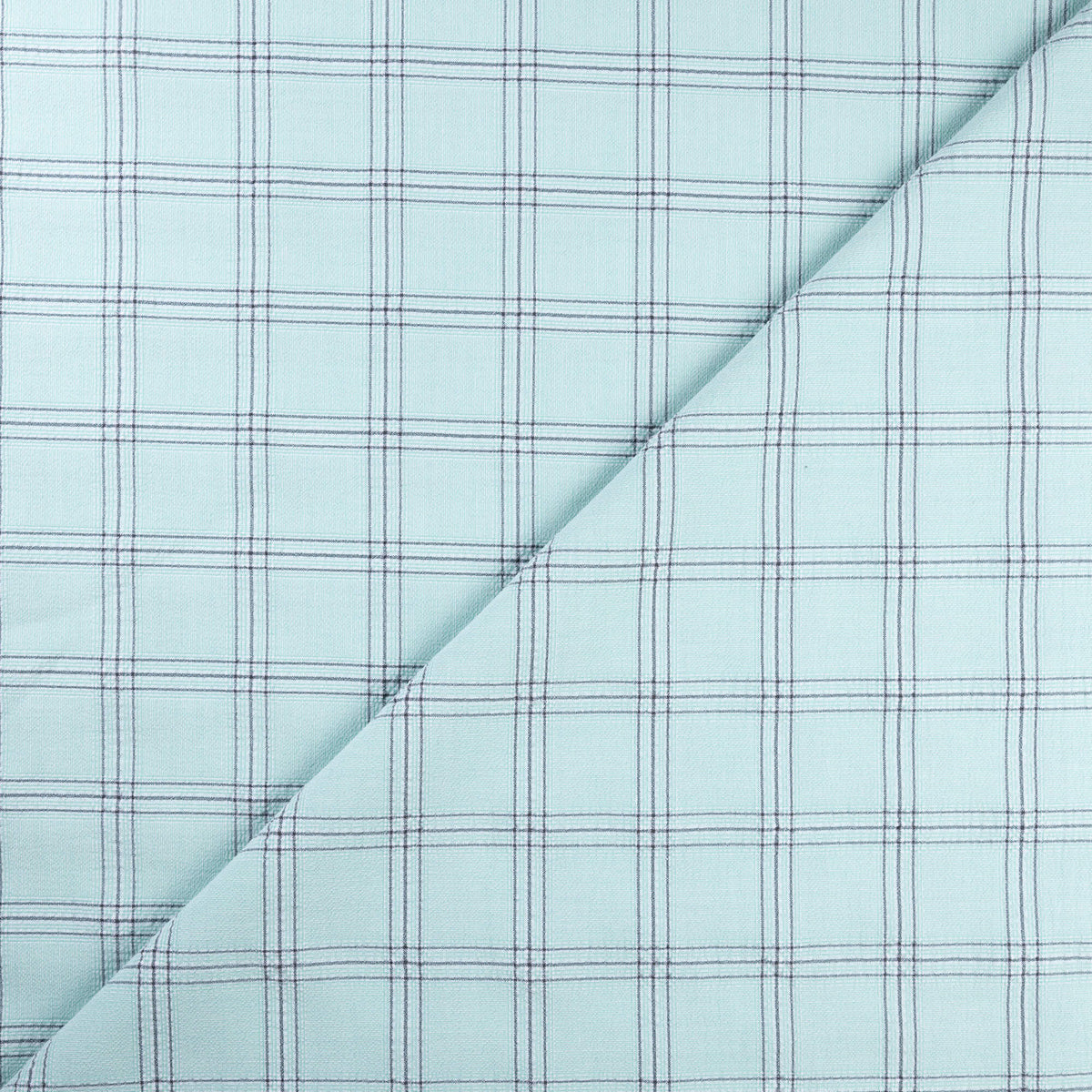 Crêpe gaufré bi-stretch - Carreaux vert d’eau