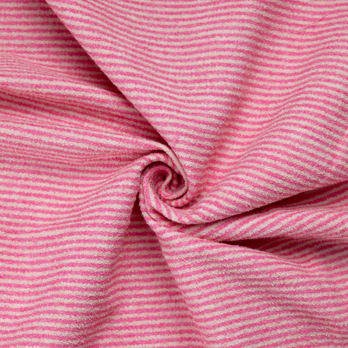 Bouclette 100% coton - Rayé rose & écru