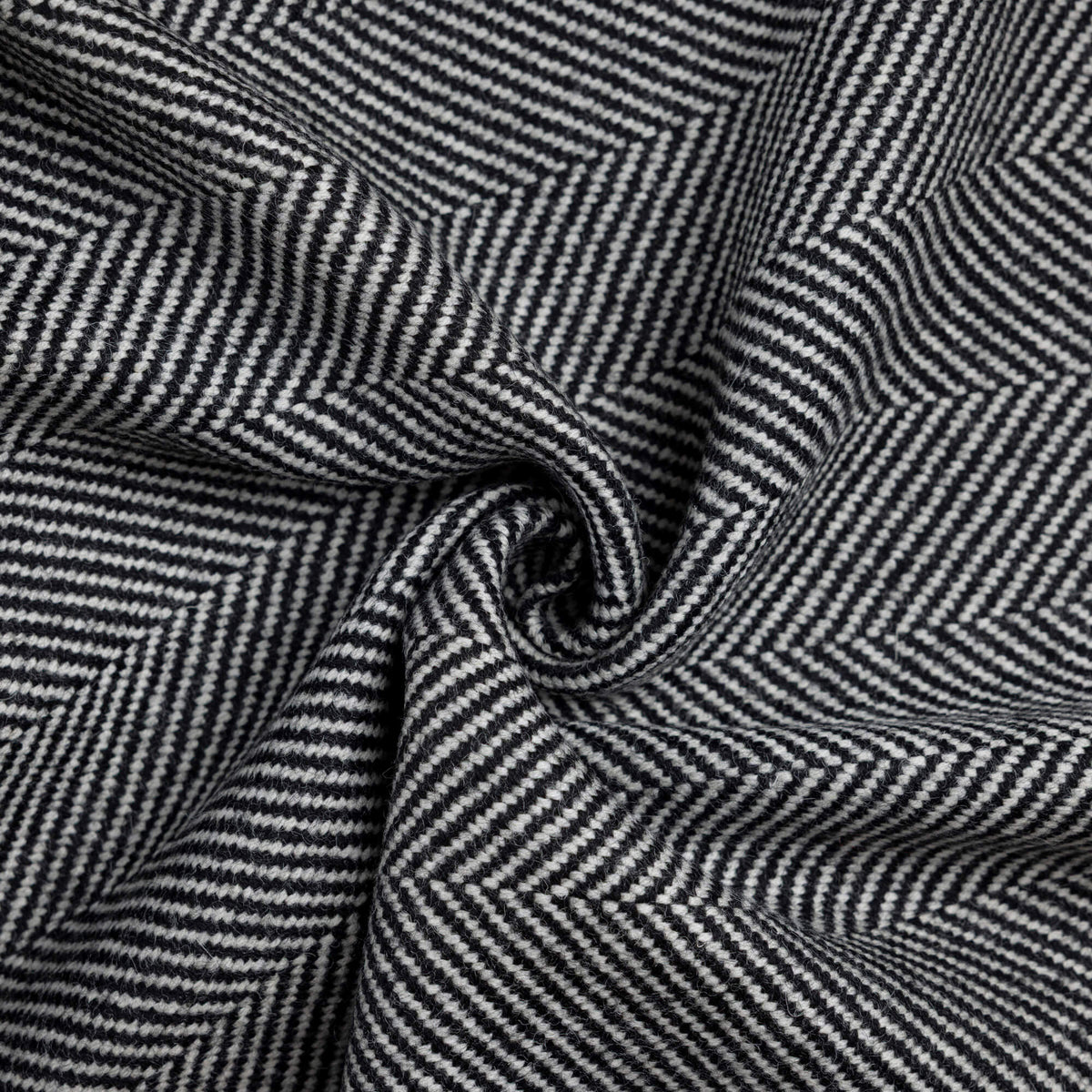 Tweed chevron 100% laine - Noir & blanc