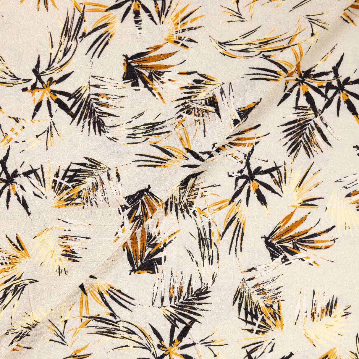 Étoffe 100% viscose – Feuille de palmier fond savane