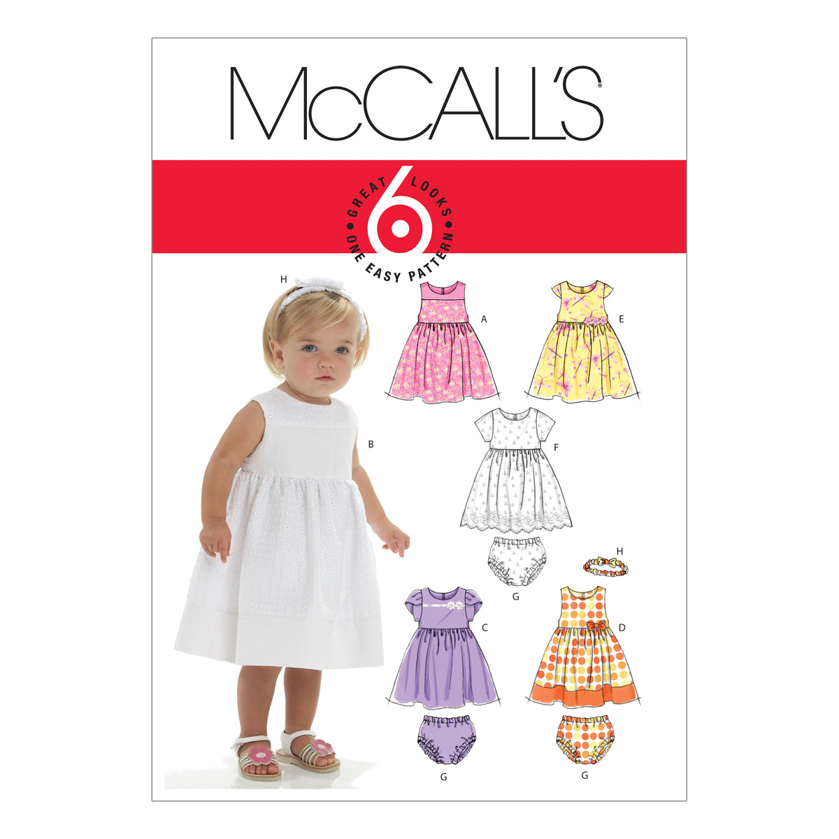 Patron McCall's n°6015 – Robes doublées pour bébés avec culotte et bandeau