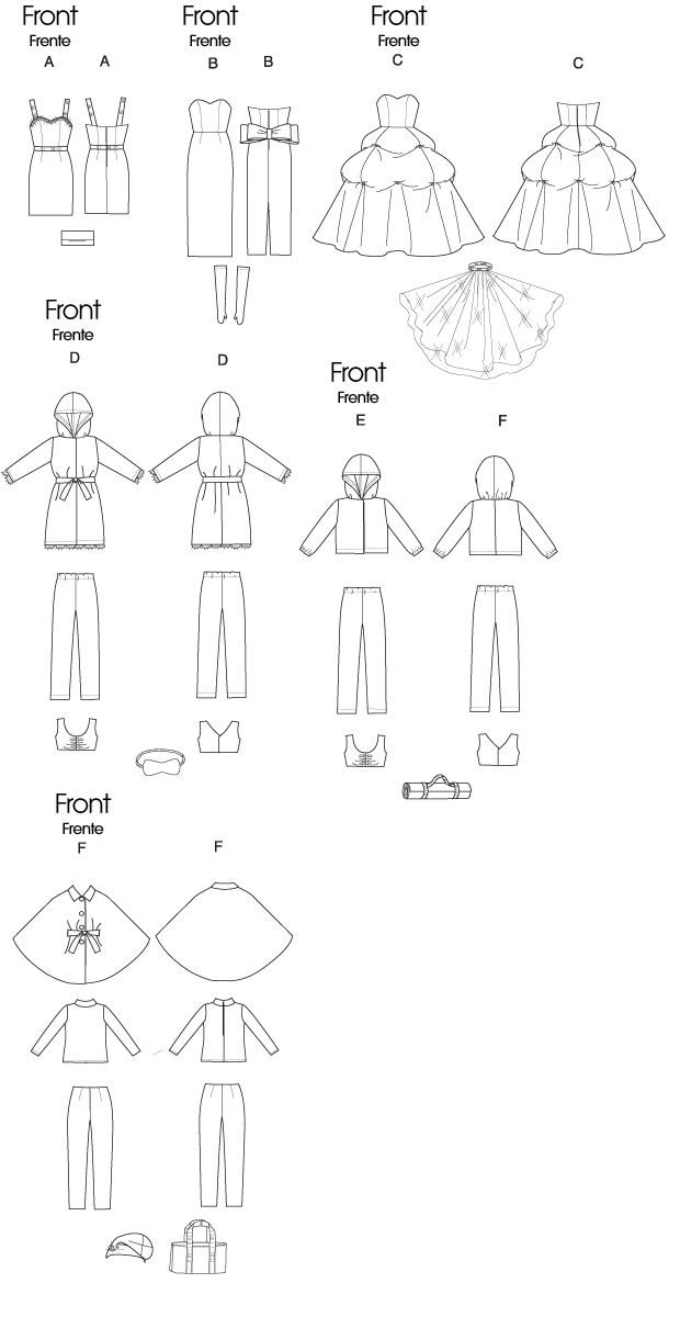 Patron McCall's n°6258 – Vêtements de mode pour poupée de 46 cm