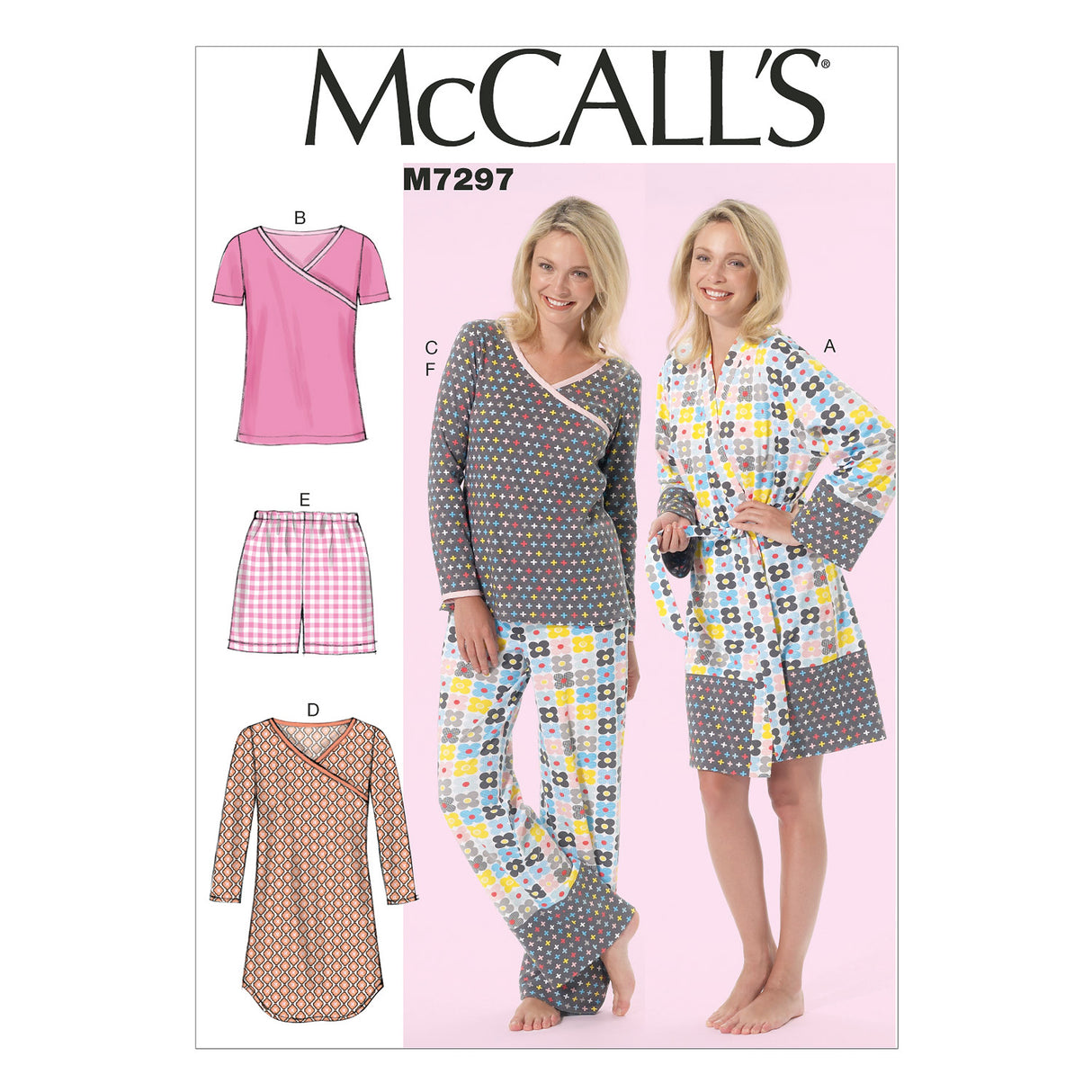 Patron McCall's n°7297 – Peignoir, ceinture, tops, robe, short et pantalon