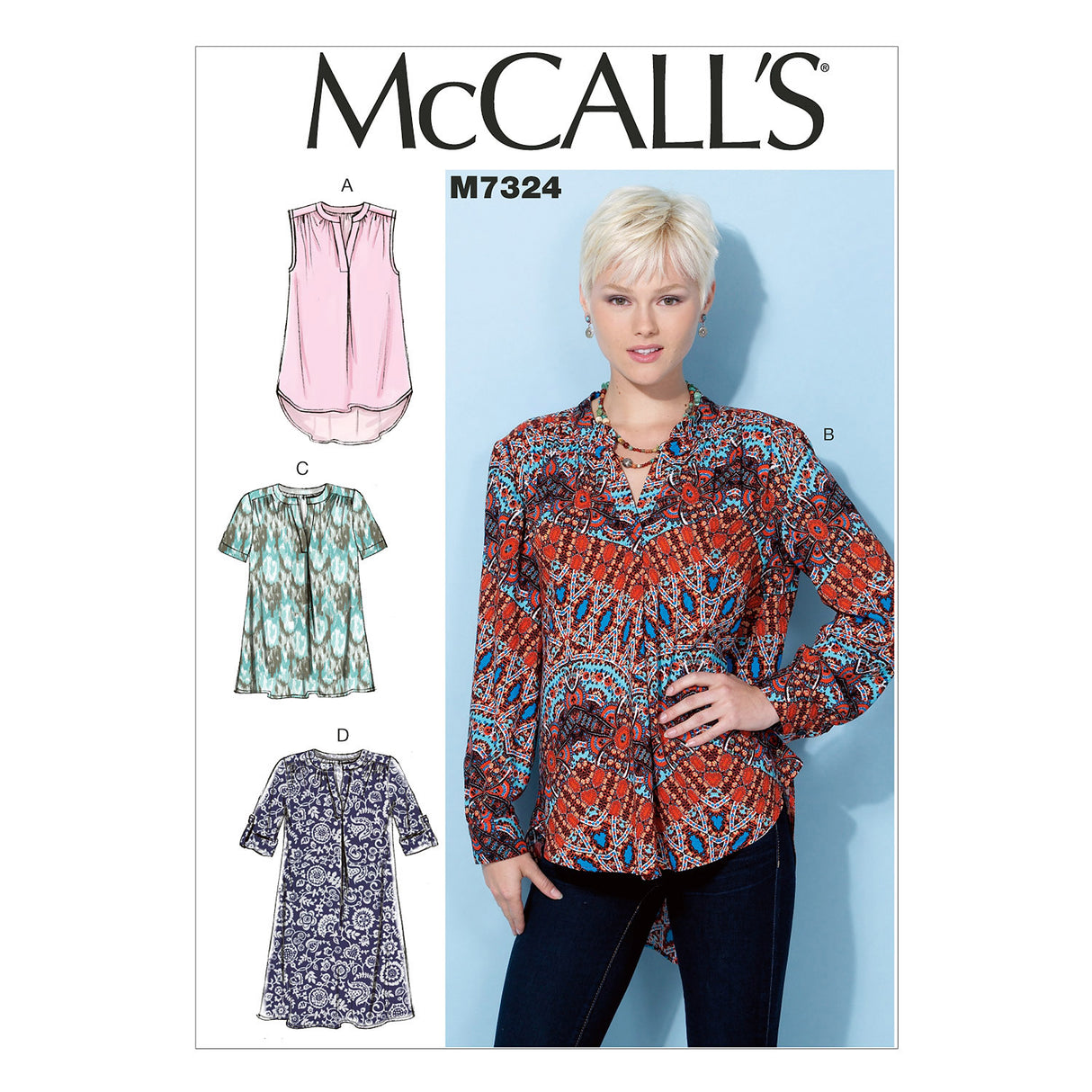 Patron McCall's n°7324 – Hauts et tuniques à demi-patte de boutonnage