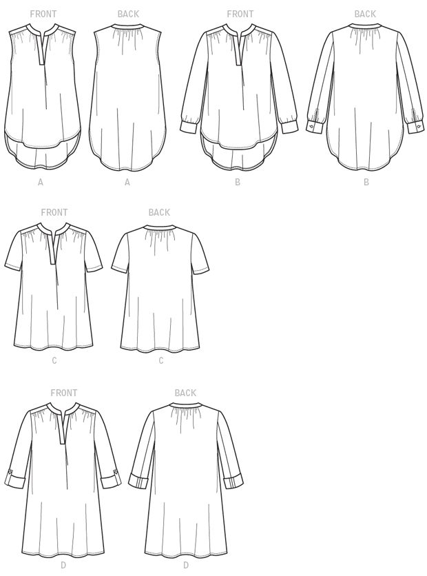 Patron McCall's n°7324 – Hauts et tuniques à demi-patte de boutonnage