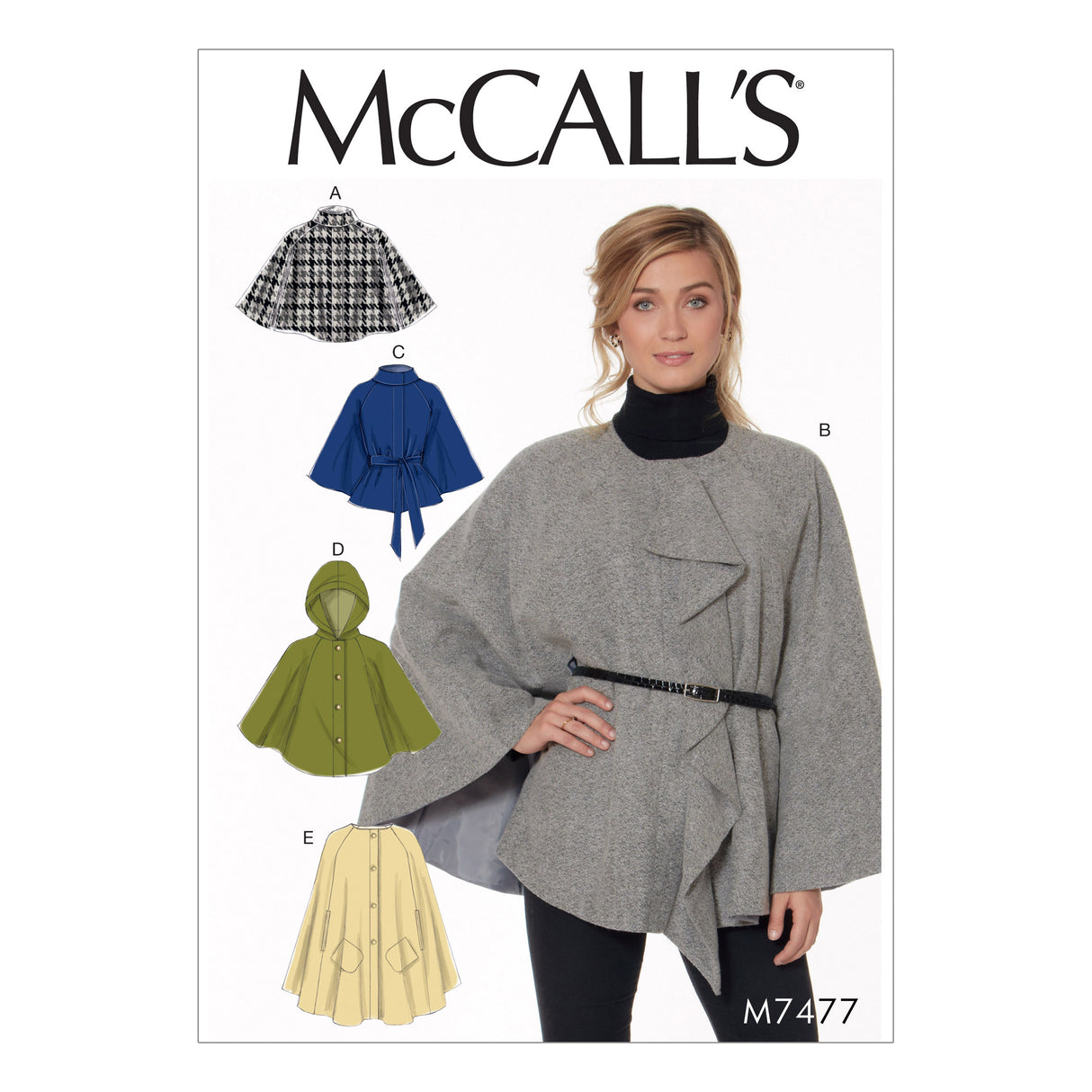 Patron McCall's n°7477 – Capes élégantes et ceintures assorties pour femme