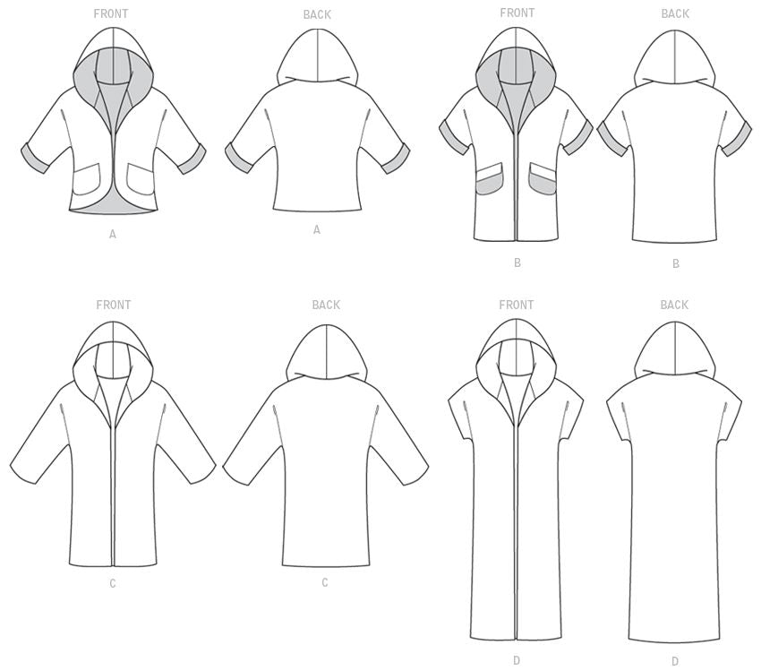 Patron McCall's n°7511 – Vestes ouvertes avec col châle et capuche