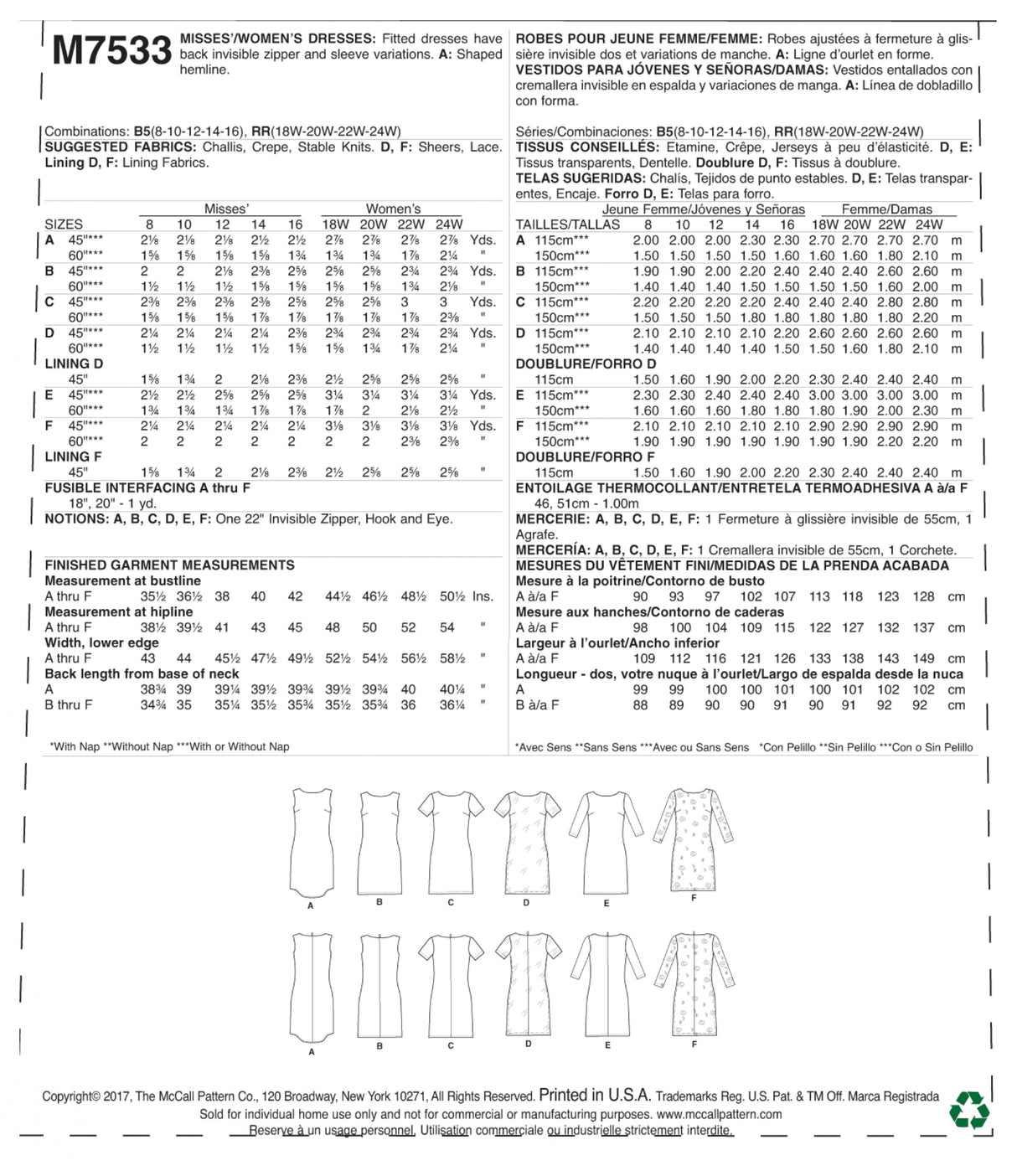 Patron McCall's n°7533 – Robes