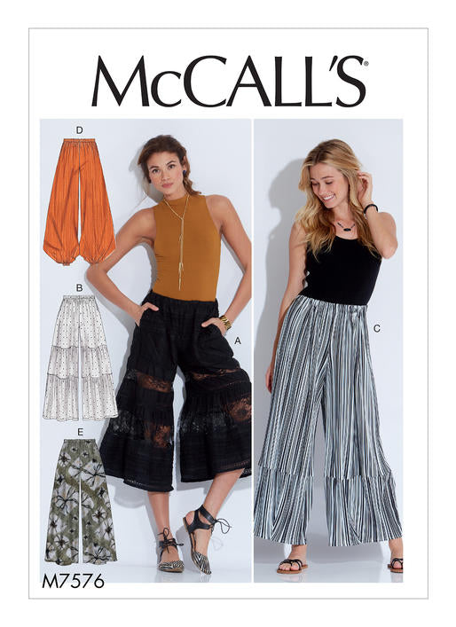 Patron McCall's n°7576 - Pantalon ample à taille élastique