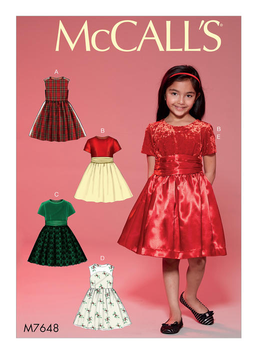 Patron McCall's n°7648 - Robes évasées pour enfants avec jupon et ceinture