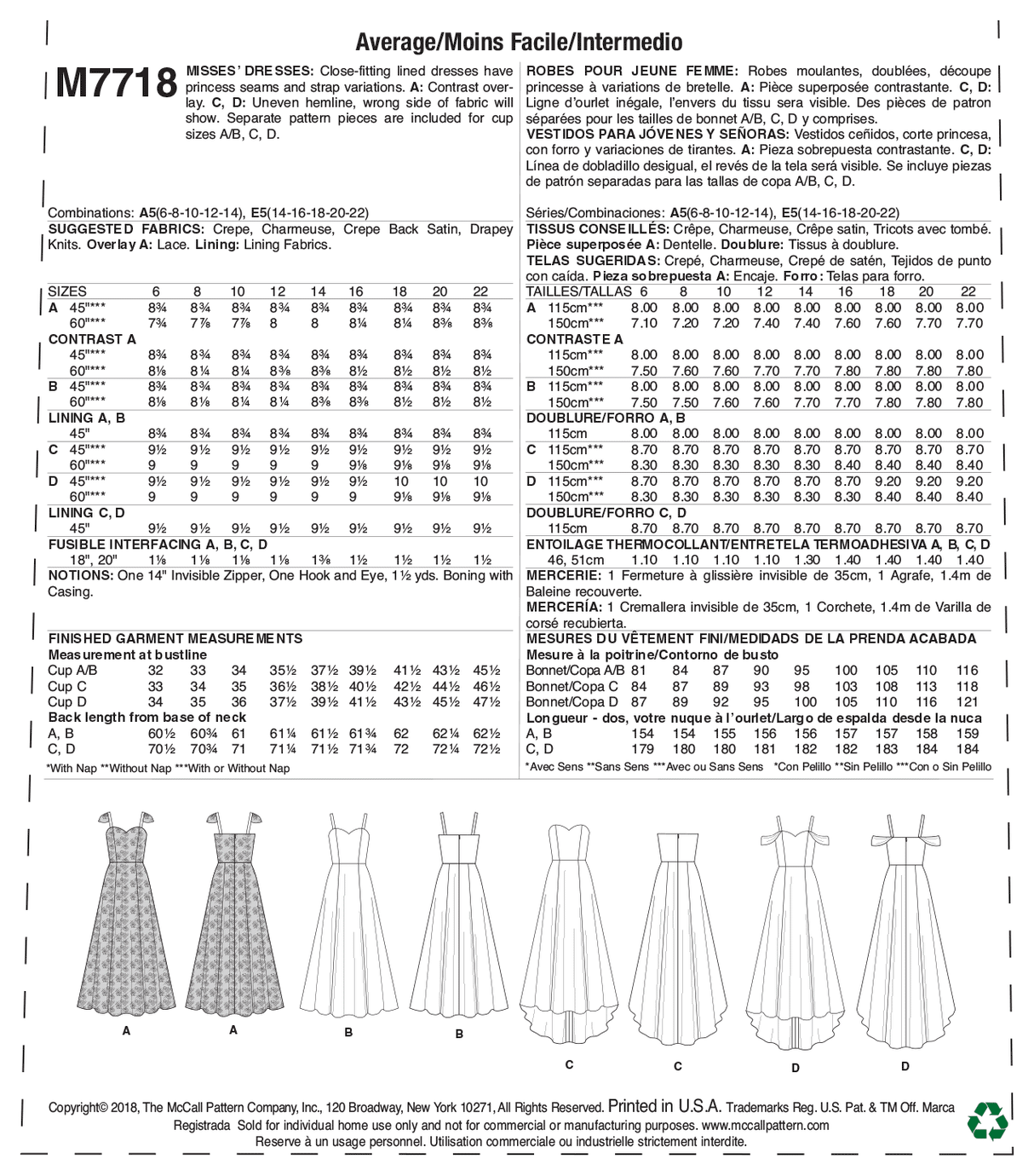 Patron McCall's n°7718 - Robes de soirée élégantes pour femmes