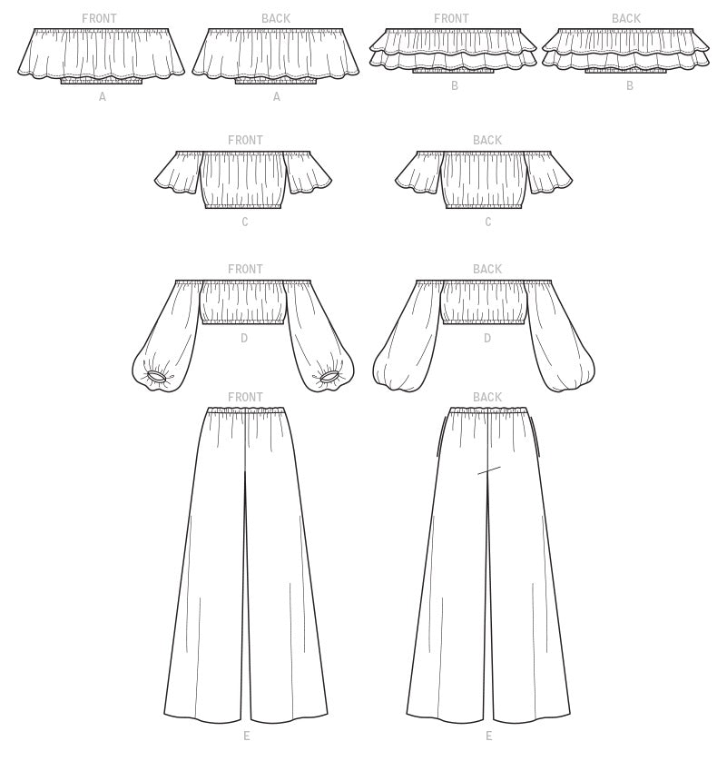 Patron McCall's n°7757 - Hauts à épaules dénudées et pantalons