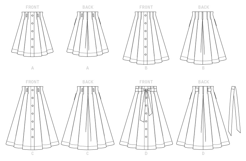 Patron McCall's n°7906 - Jupe plissée boutonnée pour femme