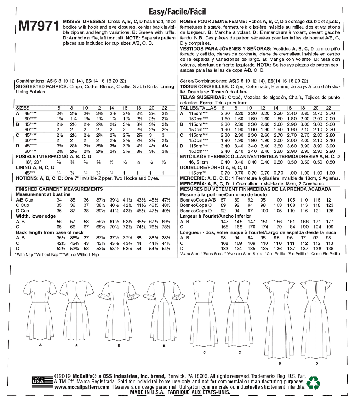Patron McCall's n°7971 - Robes élégantes
