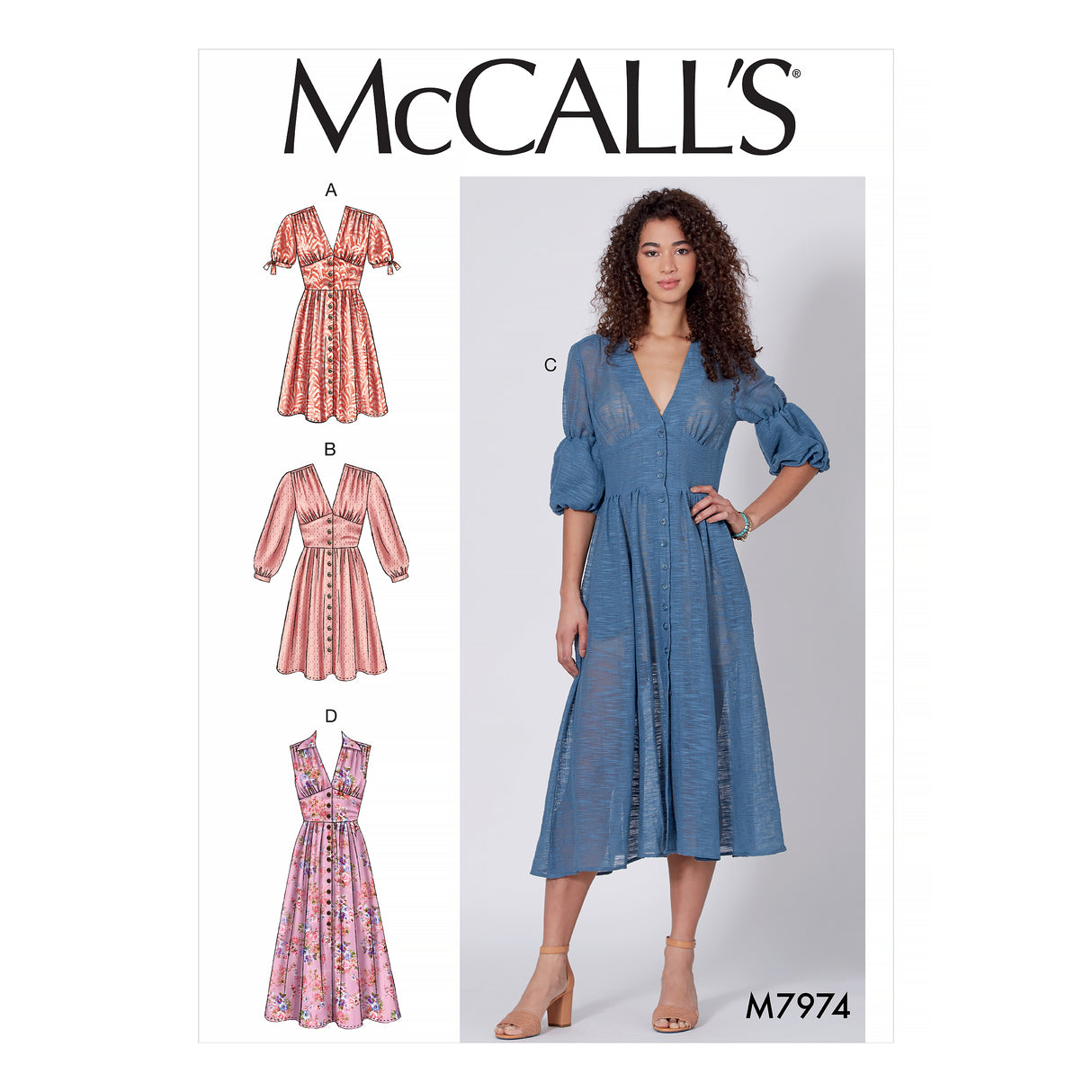 Patron McCall's n°7974 - Robe boutonnée avec variations de manches