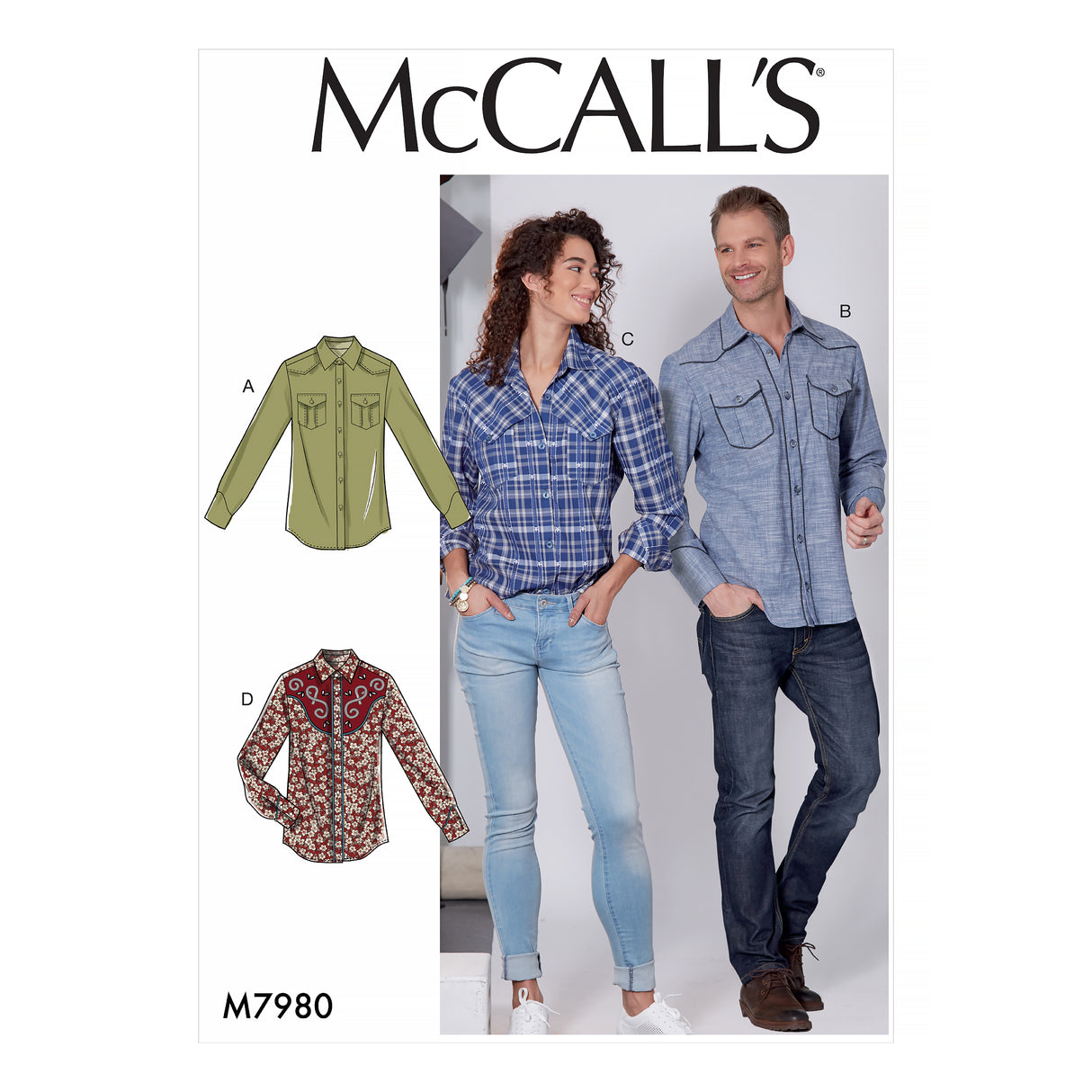 Patron McCall's n°7980 - Chemises semi-ajustées pour homme et femme